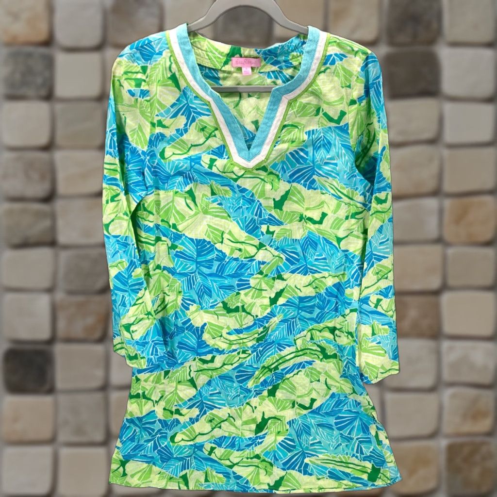 Lilly Pulitzer Lilly Pulitzer Tunic Shift Dress Small Multicolor Crocodile 3/4 Sleeve Preppy Size S / US 4 / IT 40 - 1 Thumbnail
