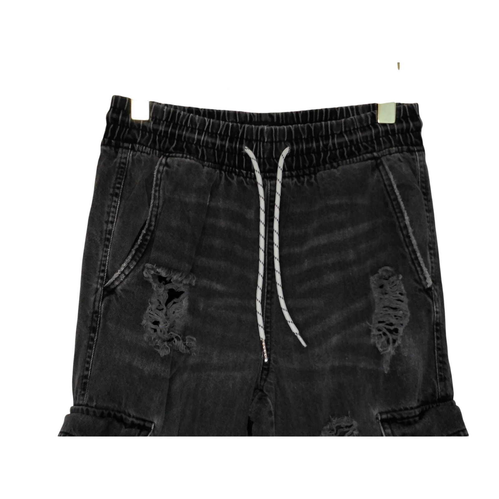 Other BlueNotes Denim Black High Rise Jogger Jeans Distressed Y2K Size 28" / US 6 / IT 42 - 4 Thumbnail