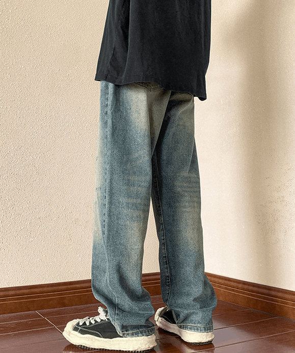 Jean Men's vintage distressed washed loose straight jeans Size US 32 / EU 48 - 5 Thumbnail