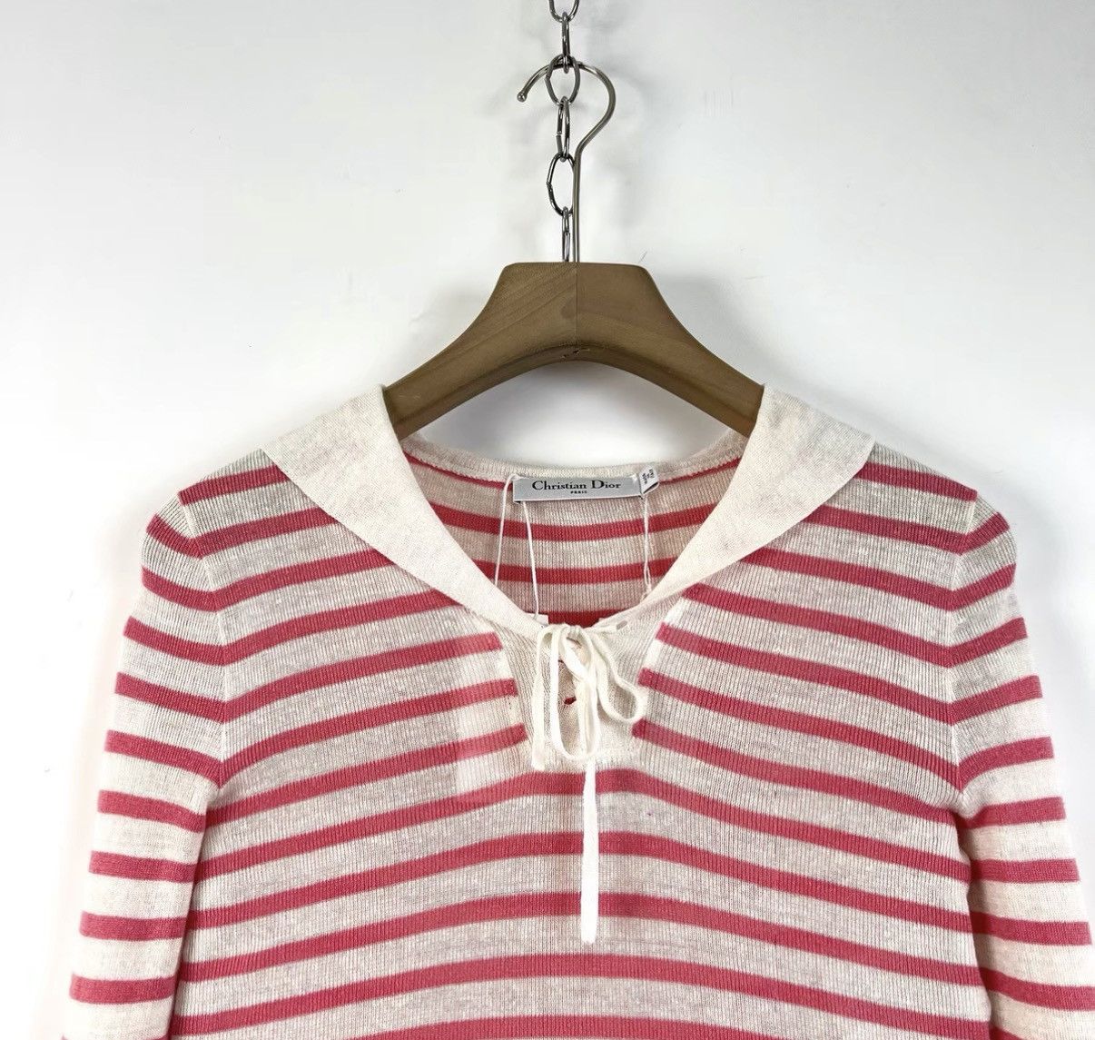 Dior Dior block tie logo sailor striped slim knit top K12 Size XXS / US 00 / IT 34 - 3 Thumbnail