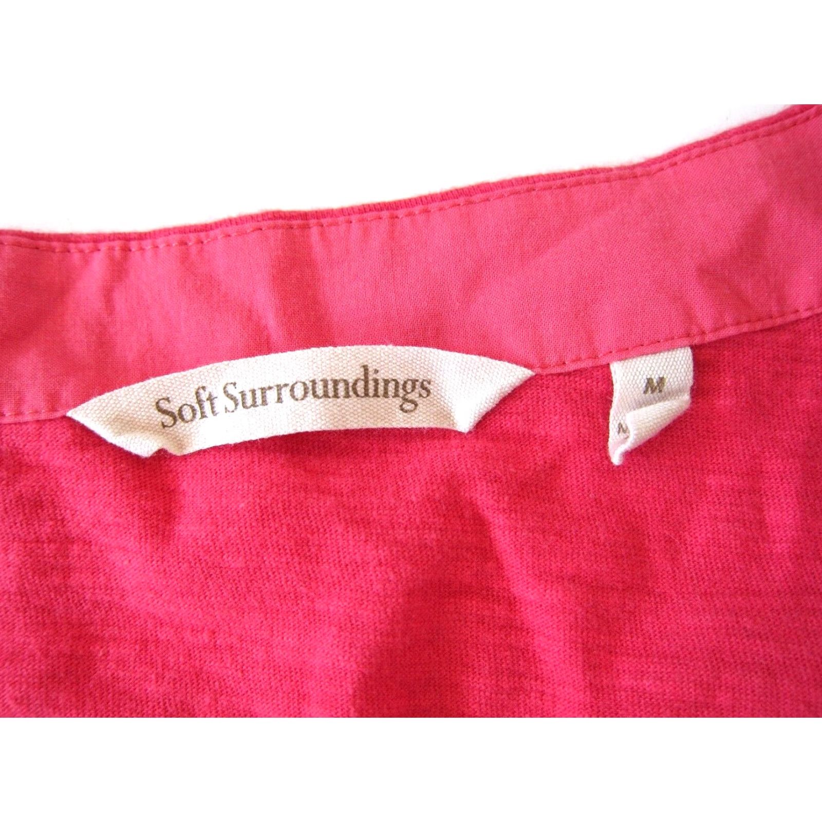 Soft Surroundings Soft Surroundings Blouse Women Medium Pink 100% Cotton Sleeveless Button Down V-Neck Size M / US 6-8 / IT 42-44 - 4 Thumbnail