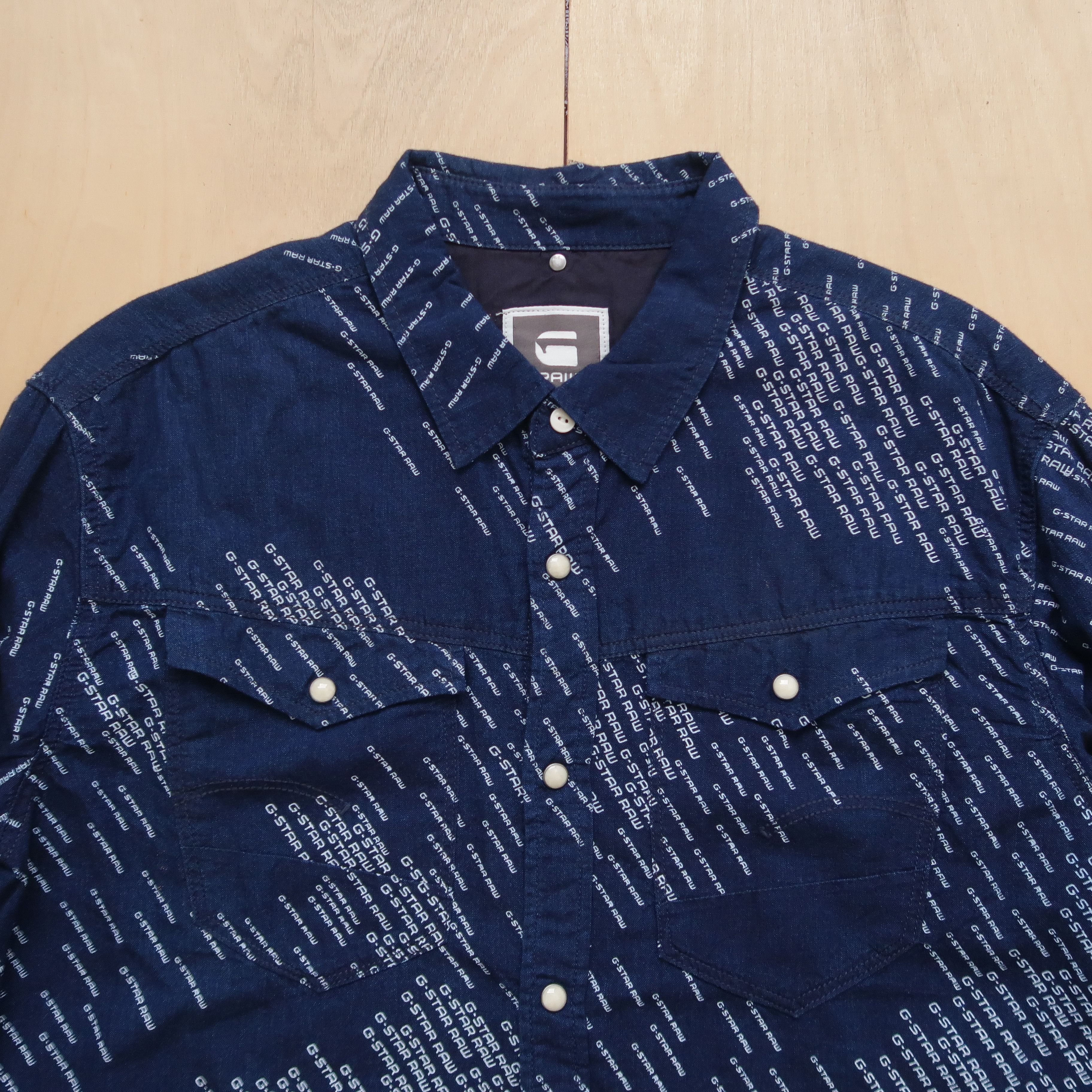 G-Star G-Star Raw Western Denim Shirt Psychedelic Art Size US XL / EU 56 / 4 - 3 Thumbnail