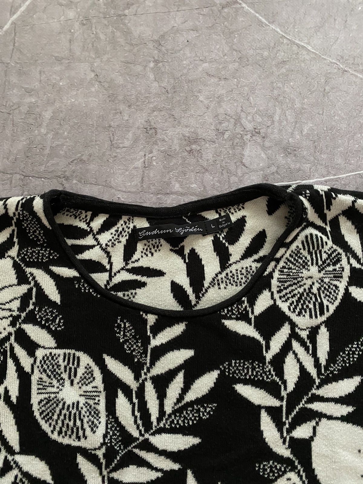 Designer × Gudrun Sjoden Rare Gudrun Sjoden Leinen Black Sweater Floral Print Size L Size L / US 10 / IT 46 - 5 Thumbnail