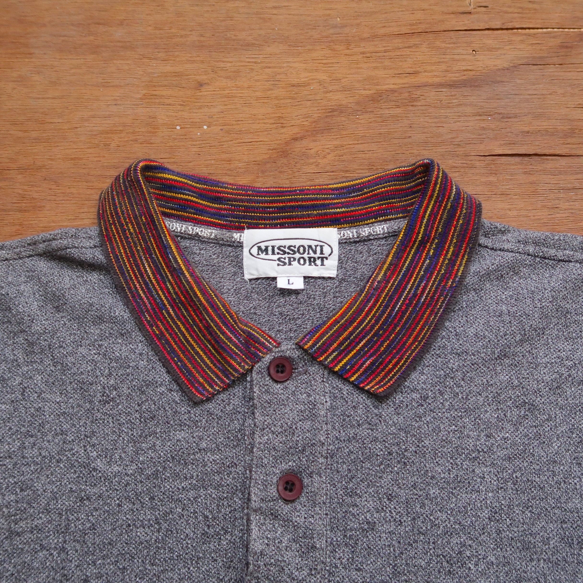 Missoni Vintage 90s Missoni Sport Psychedelic Collar Polo Shirt Size US L / EU 52-54 / 3 - 3 Thumbnail