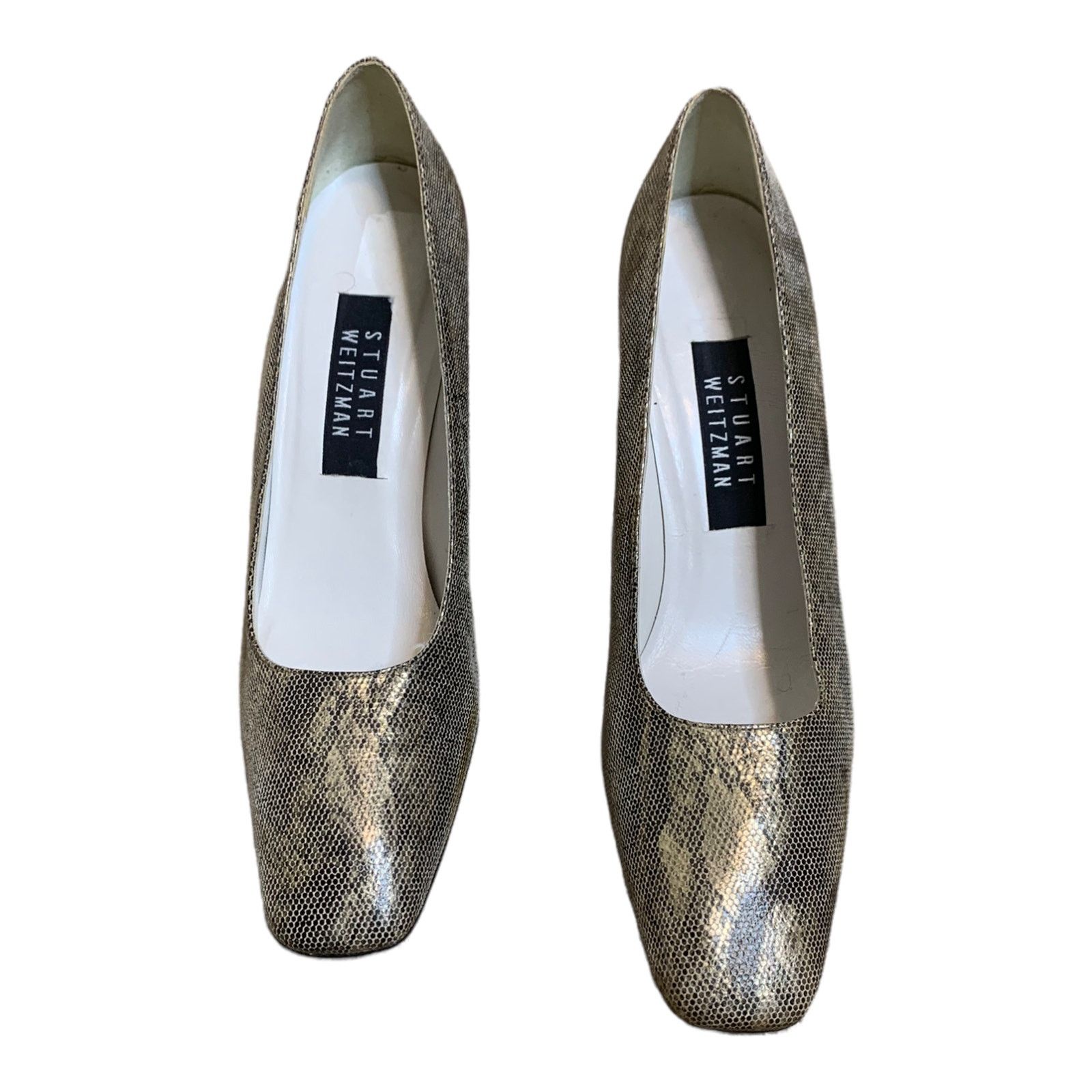 Stuart Weitzman Stuart Weitzman gold snake skin block heel shoes size 9 AA Size US 9 / IT 39 - 9 Thumbnail