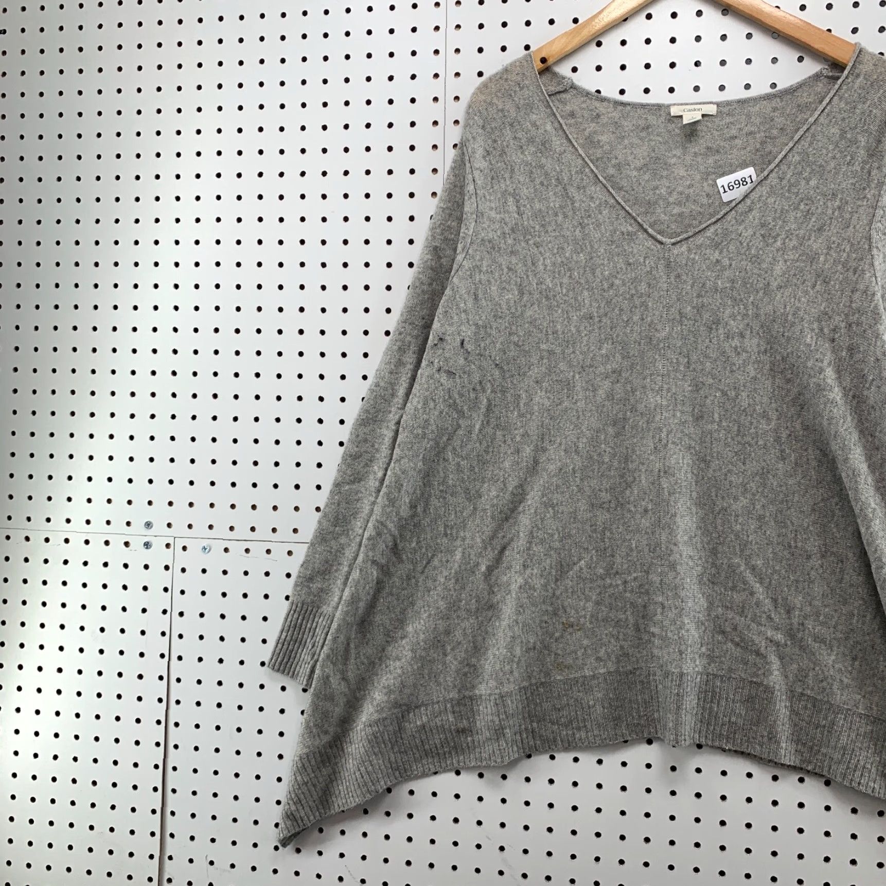 Vintage Caslon Wool Cashmere Blend Sweater Womens Size 1 Gray V-Neck Long Sleeve Size XS / US 0-2 / IT 36-38 - 3 Thumbnail