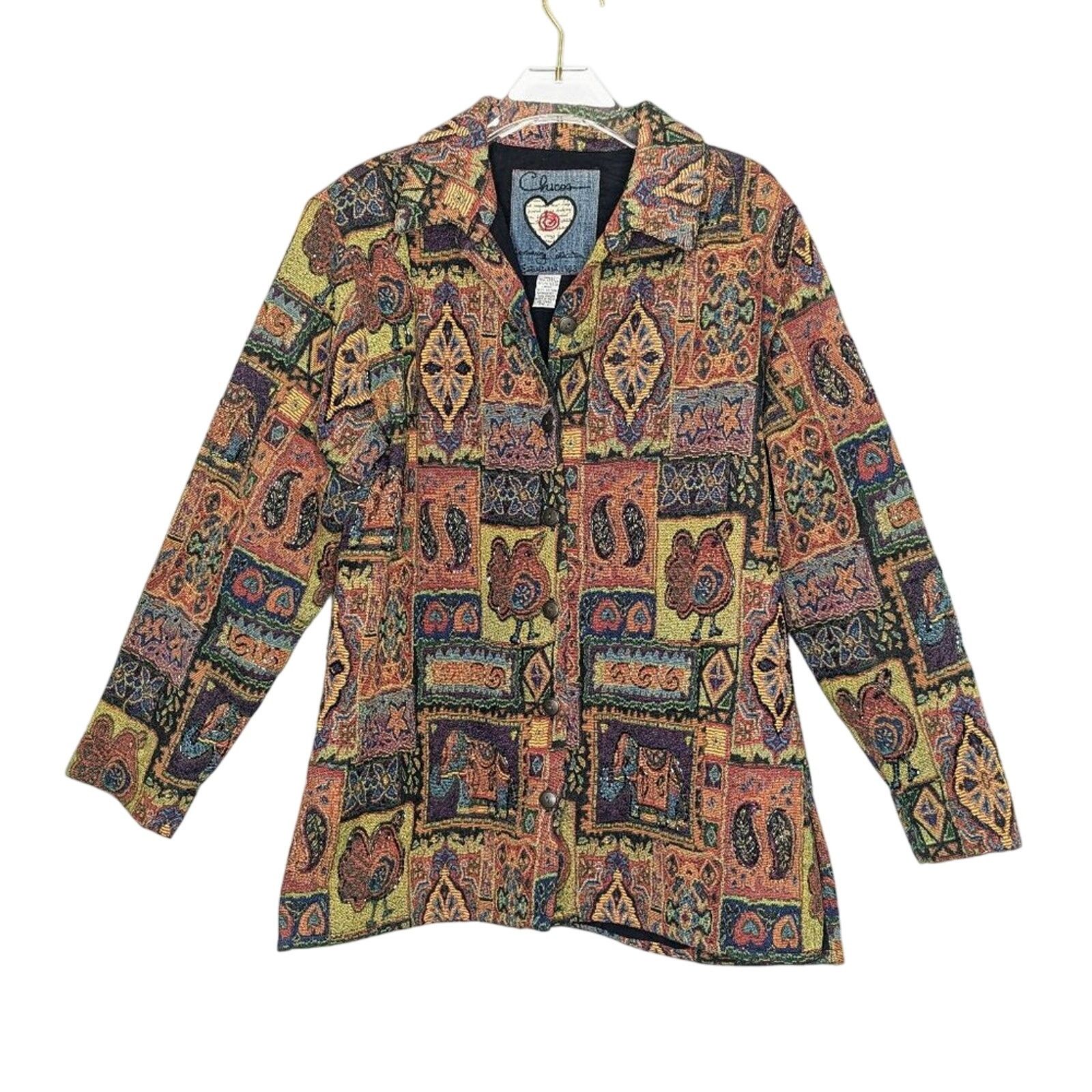 Chicos Chicos Vintage Anniversary Collection Beaded Tapestry Jacket Size L / US 10 / IT 46 - 1 Thumbnail