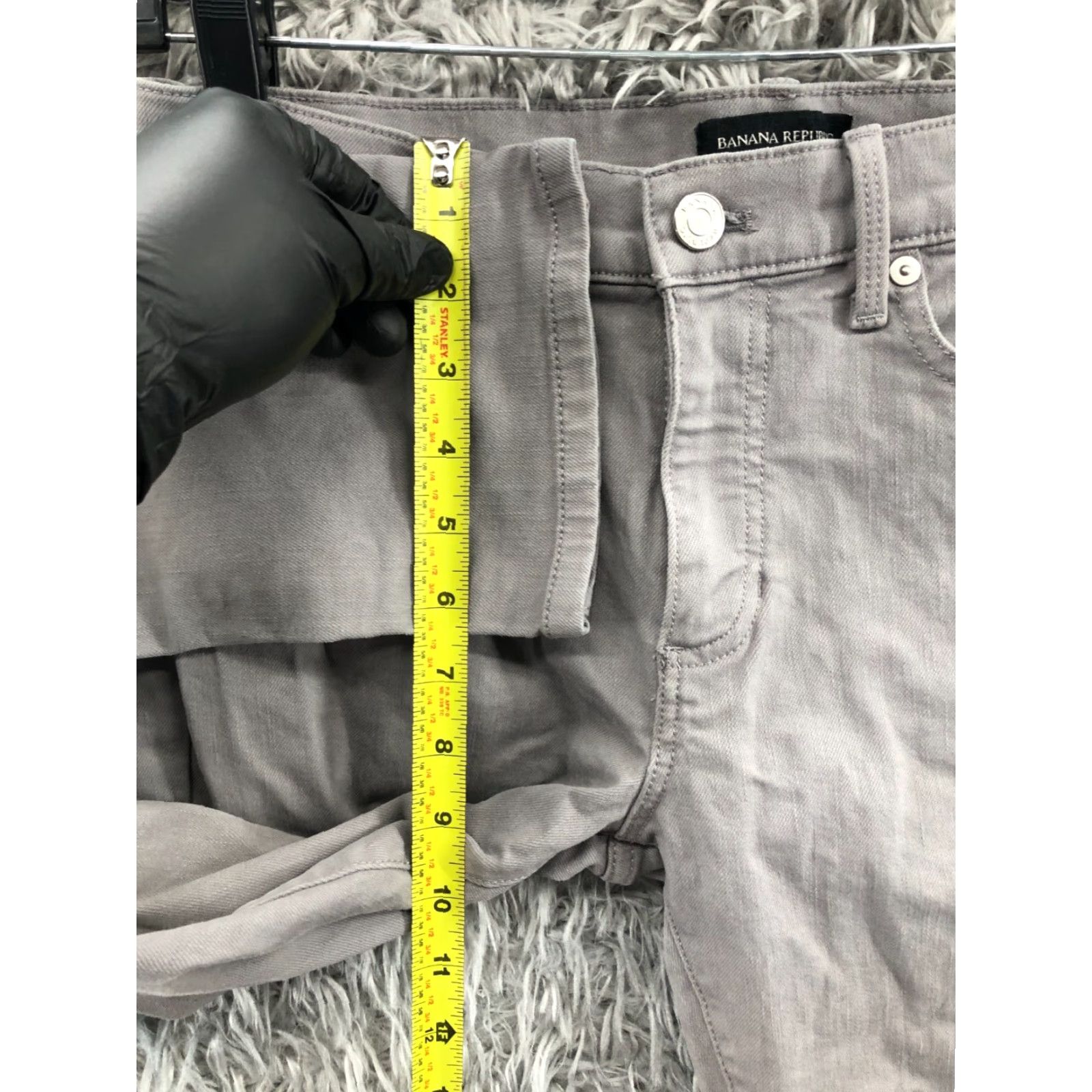 Banana Republic Banana Republic Slim Straight Pants Womens Gray 27 Long - Regular Rise Flat Front Knit Polyester Chino Style Slimming 32 Inseam Casual Formal Size 27" / US 4 / IT 40 - 4 Thumbnail