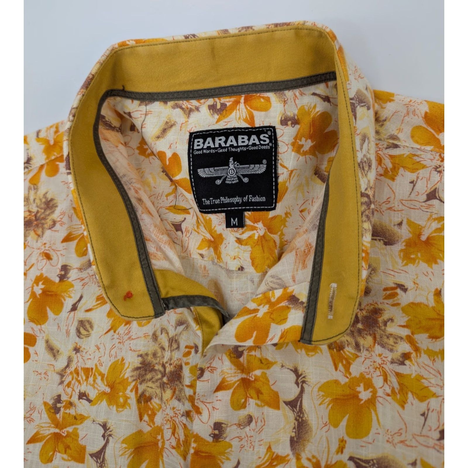 Vintage Barabas Floral Orange Button Shirt Mens M Short Sleeve Summer Cotton Shirt Size US M / EU 48-50 / 2 - 6 Thumbnail
