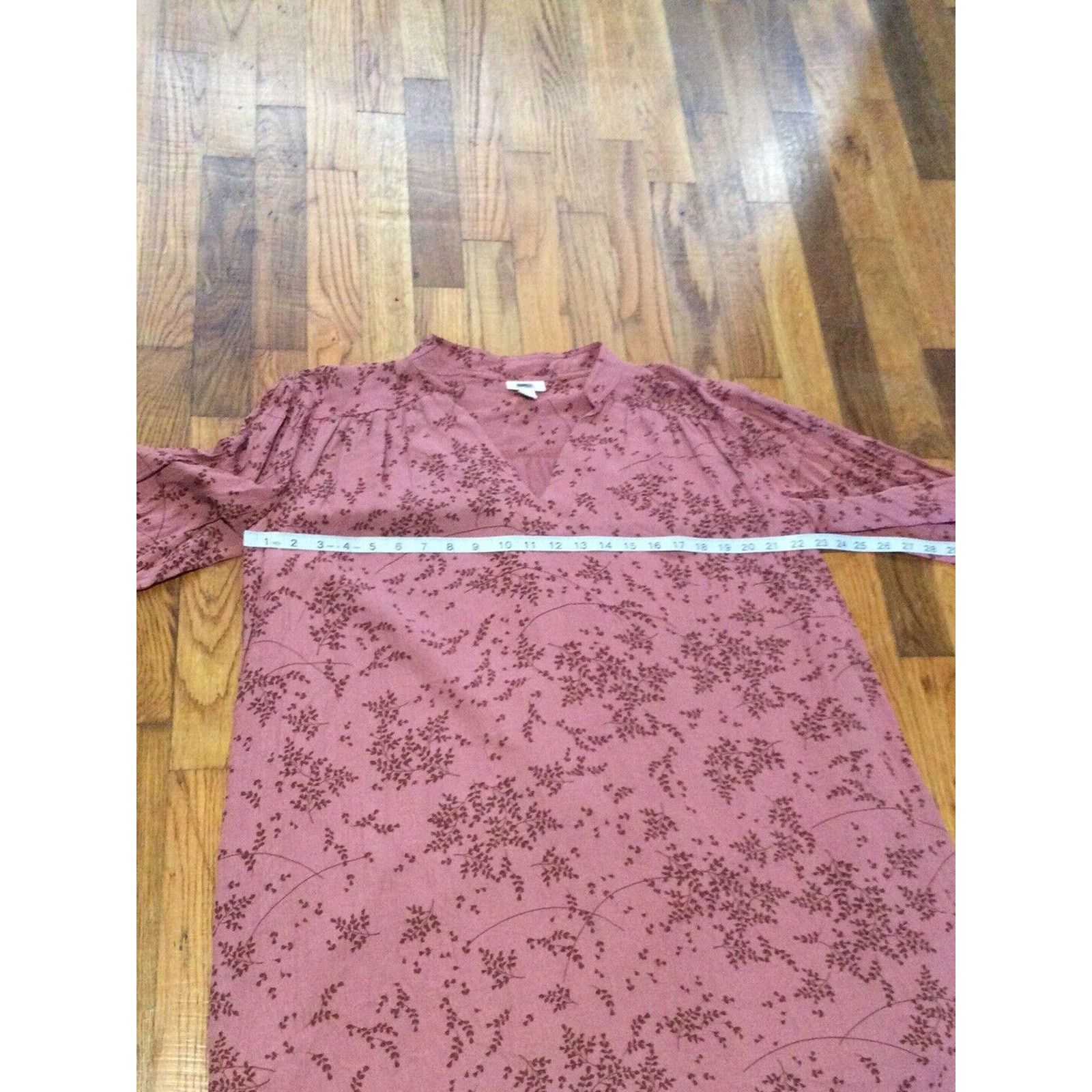 Vintage A.N.A. V-Neck Mauve Floral Long Sleeve Shift Dress Sz Small Size S / US 4 / IT 40 - 14 Thumbnail