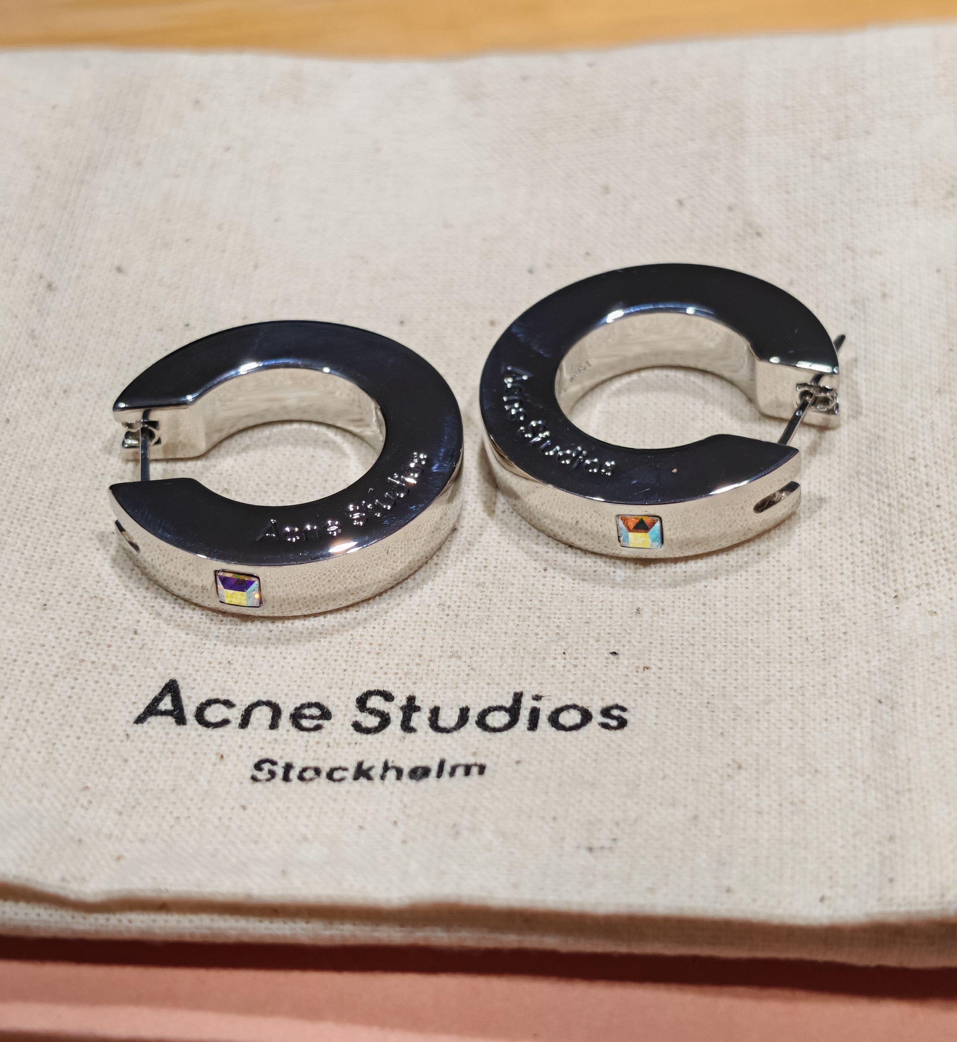 Acne Studios Logo Crystal Hoops - UNISEX Size ONE SIZE - 3 Thumbnail