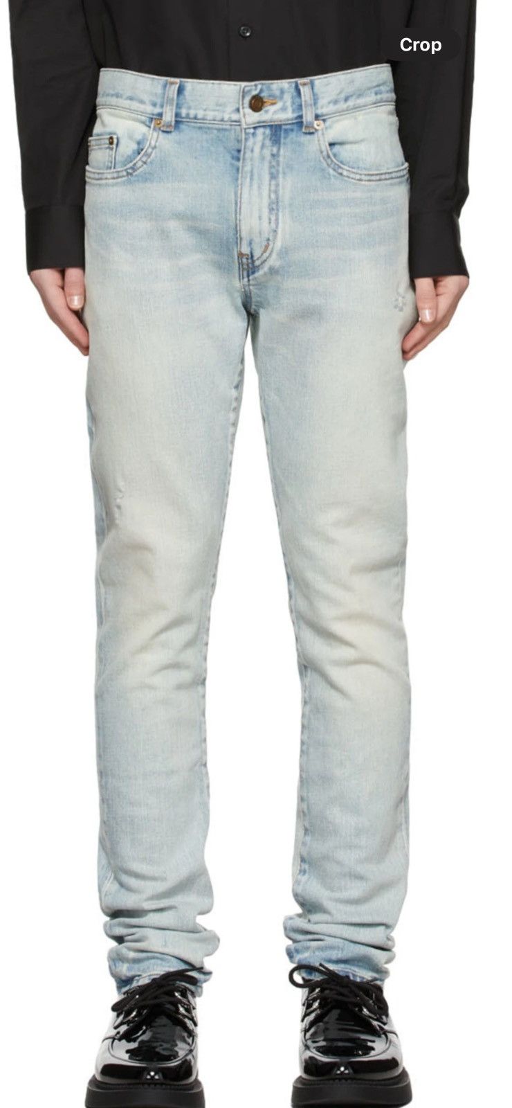 image of Saint Laurent Paris Saint Laurent Men’S Ripped Blue Jeans. 36. $890, Men's