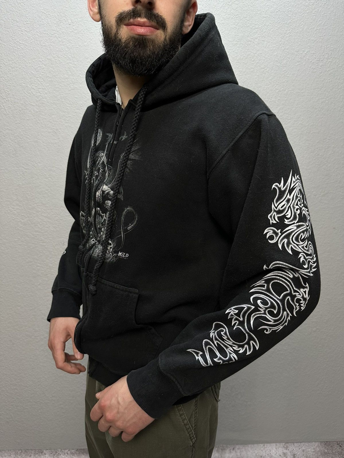 Ed Hardy × Vintage Vintage Wild Distressed Hoodie Y2K Ed Hardy Style Punk Size US S / EU 44-46 / 1 - 5 Thumbnail