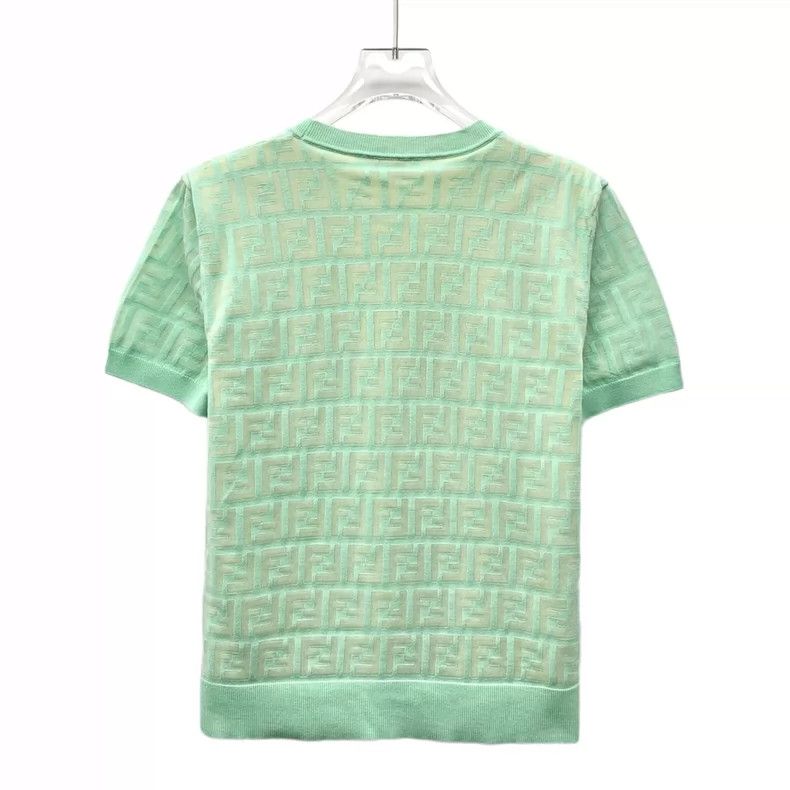 Fendi FENDI Green logo letter full-print cotton crewneck short-s Size XS / US 0-2 / IT 36-38 - 2 Thumbnail