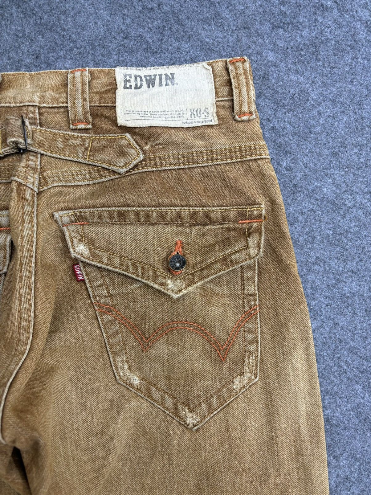 Edwin 💥Rare Colour💥Edwin 401XVS Rust Flare Cinch Back Denim F492 Size US 33 - 17 Thumbnail