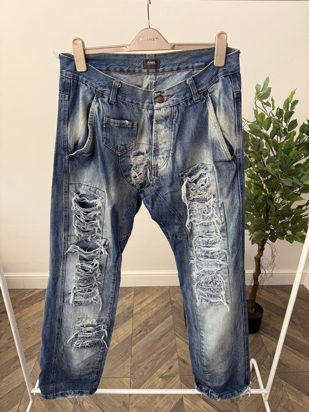 Other Vintage RAW Clothing Distressed Jeans Patchwork Streetwear Size US 34 / EU 50 - 4 Thumbnail