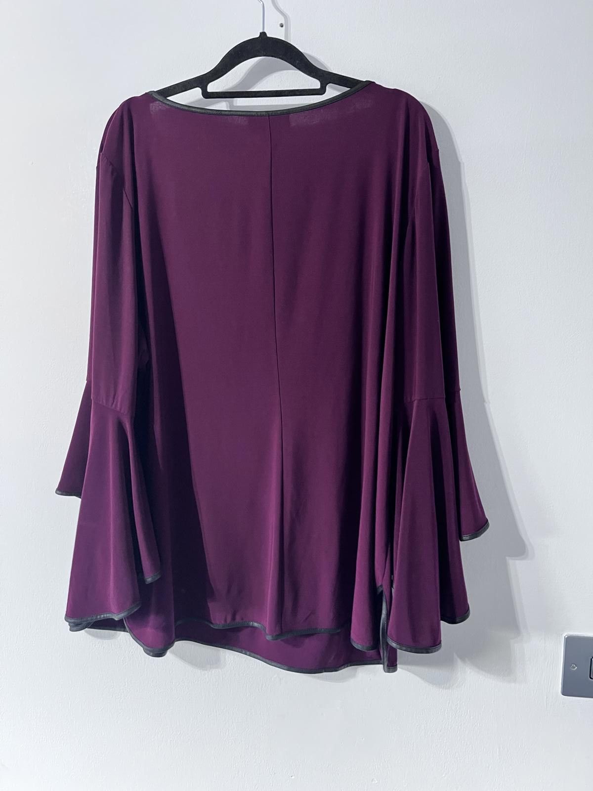 Other MSK Women Plum Top with Fluted Sleeves Size 3X Size XXL / US 16-18 / IT 52-54 - 6 Thumbnail