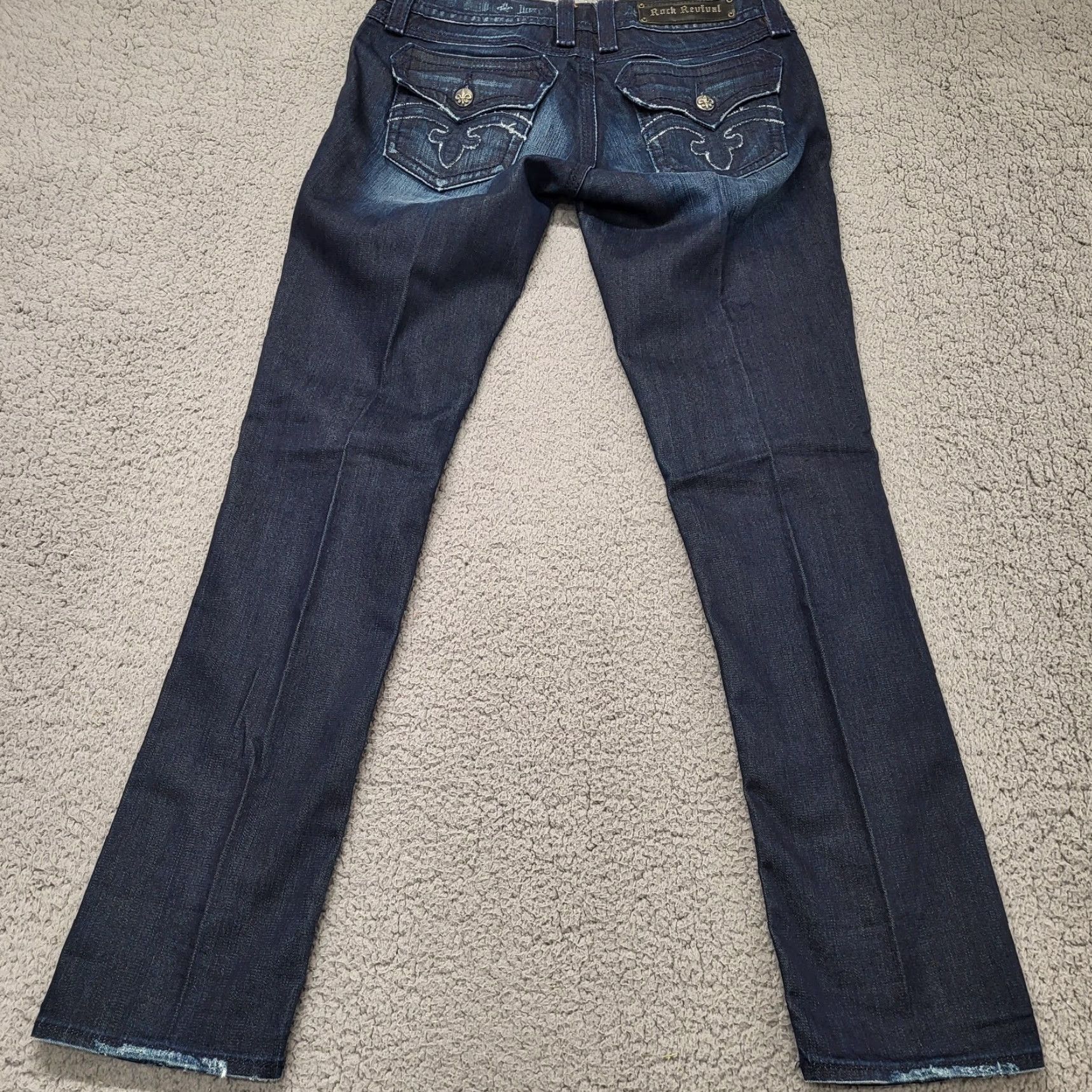 Vintage Rock Revival Debbie Boot Cut Jeans Women's 31×34 Bootcut Denim Blue Distressed Logo 5-Pocket Western Cowboy Rock Revival Debbie bootcut Women 31×34 Size 24" / US 00 / IT 34 - 3 Thumbnail