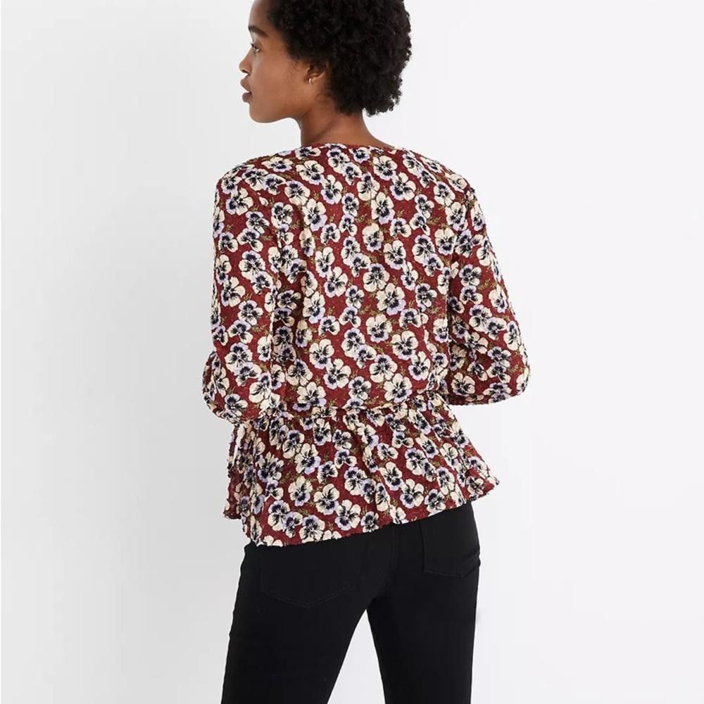 Madewell Madewell l Drawstring Ruffle-Hem Top in Viola Floral Size XS Size XS / US 0-2 / IT 36-38 - 3 Thumbnail