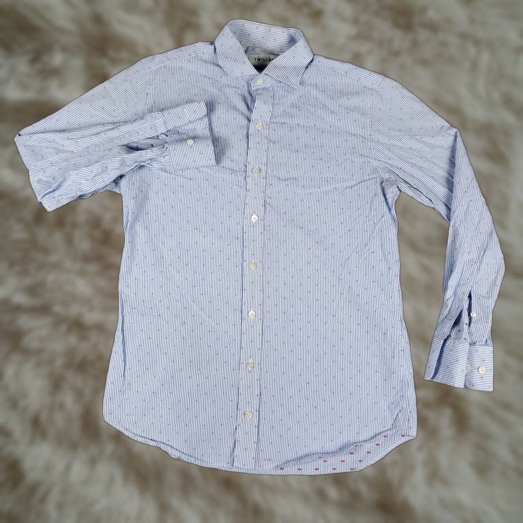 Vintage Twillory Shirt Mens 15.5 Blue White Striped Button-Up Long Sleeve Dress Shirt Casual Formal Workwear Blue Mens 15.5 Size 40R - 1 Thumbnail