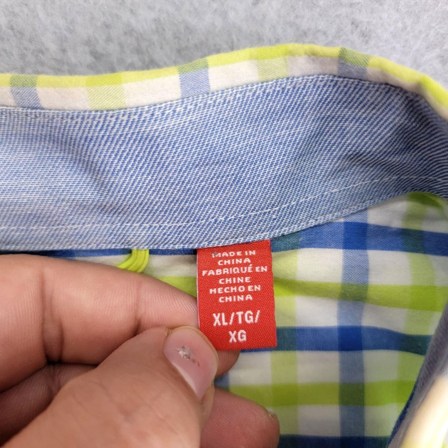 Izod IZOD Saltwater Shirt Mens XL Blue Green Plaid Short Sleeve Button-Down Collar Shirt Size US XL / EU 56 / 4 - 5 Thumbnail