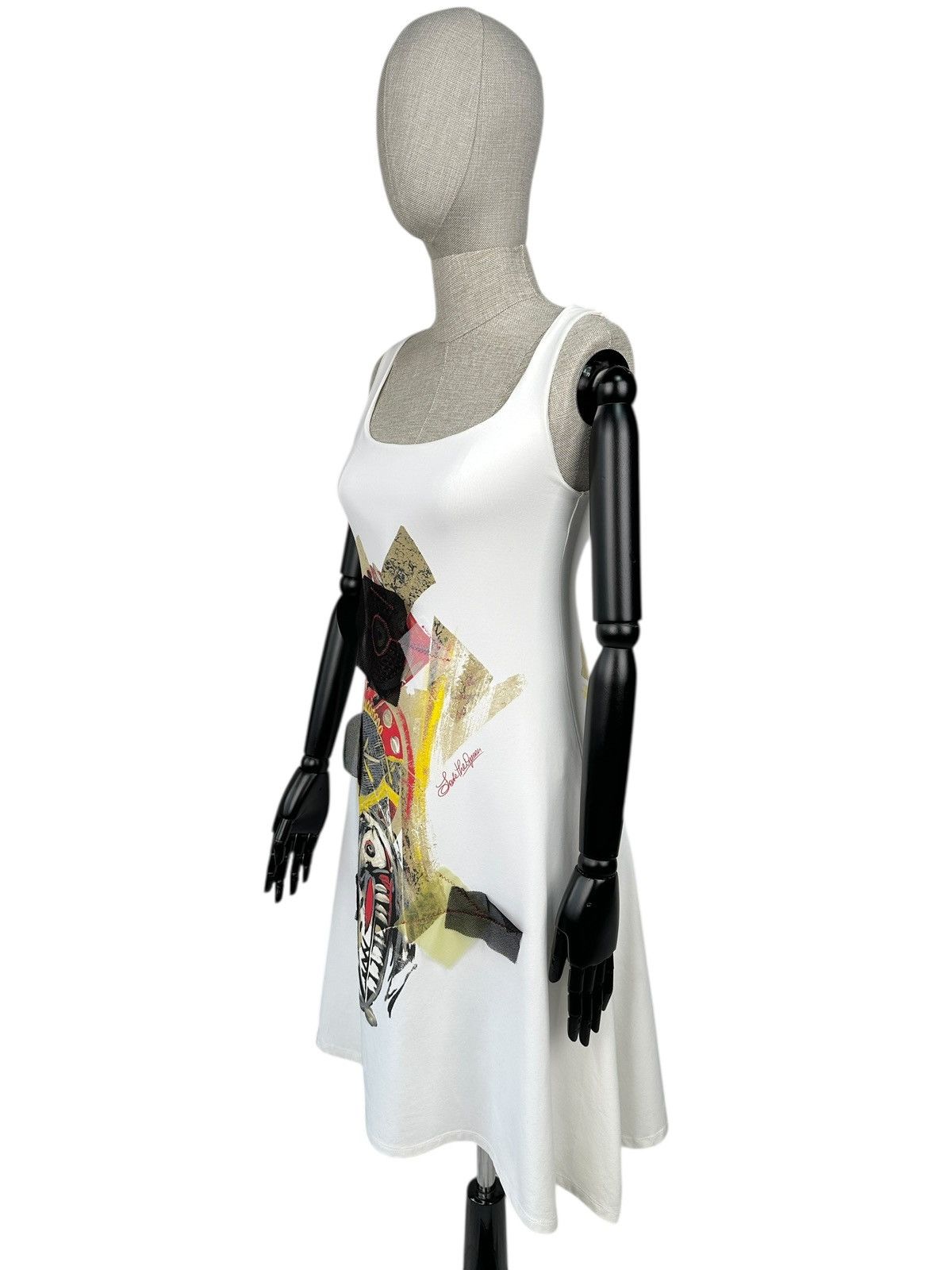 Other Save the Queen Patchwork A-Line Sleeveless White Dress sz L Size L / US 10 / IT 46 - 3 Thumbnail