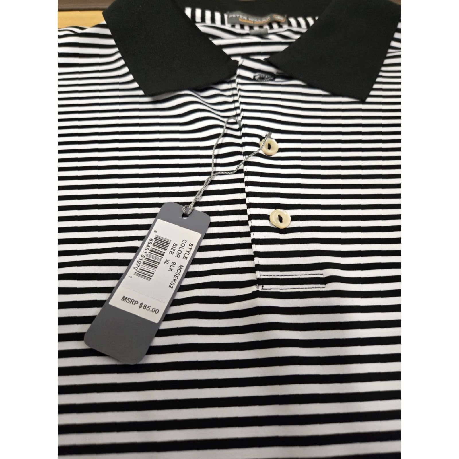 Peter Millar VINTAGE Peter Millar Golf Shirt Polo Summer Comfort Striped XL Black White Size US XL / EU 56 / 4 - 5 Thumbnail