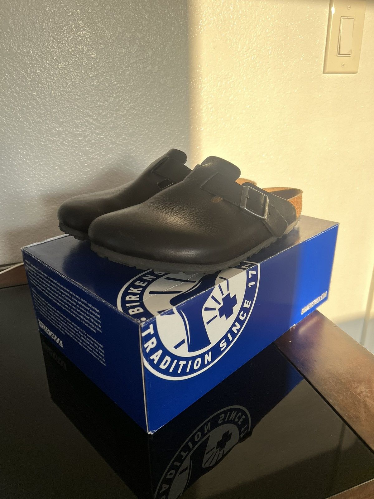 Birkenstock Leather Boston Shoes in Black, Men's (Size 8)