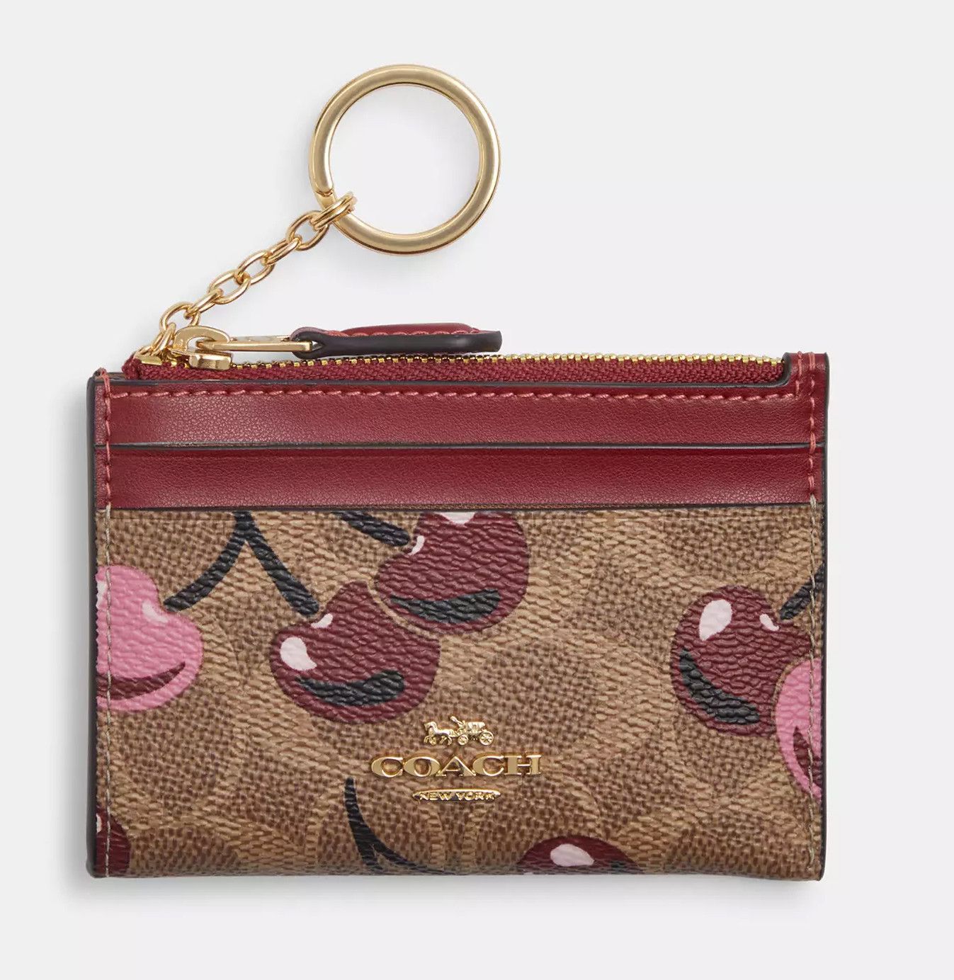 Coach 🍒 Mini Skinny Id Case With Cherry Print CZ462 Size ONE SIZE - 5 Thumbnail