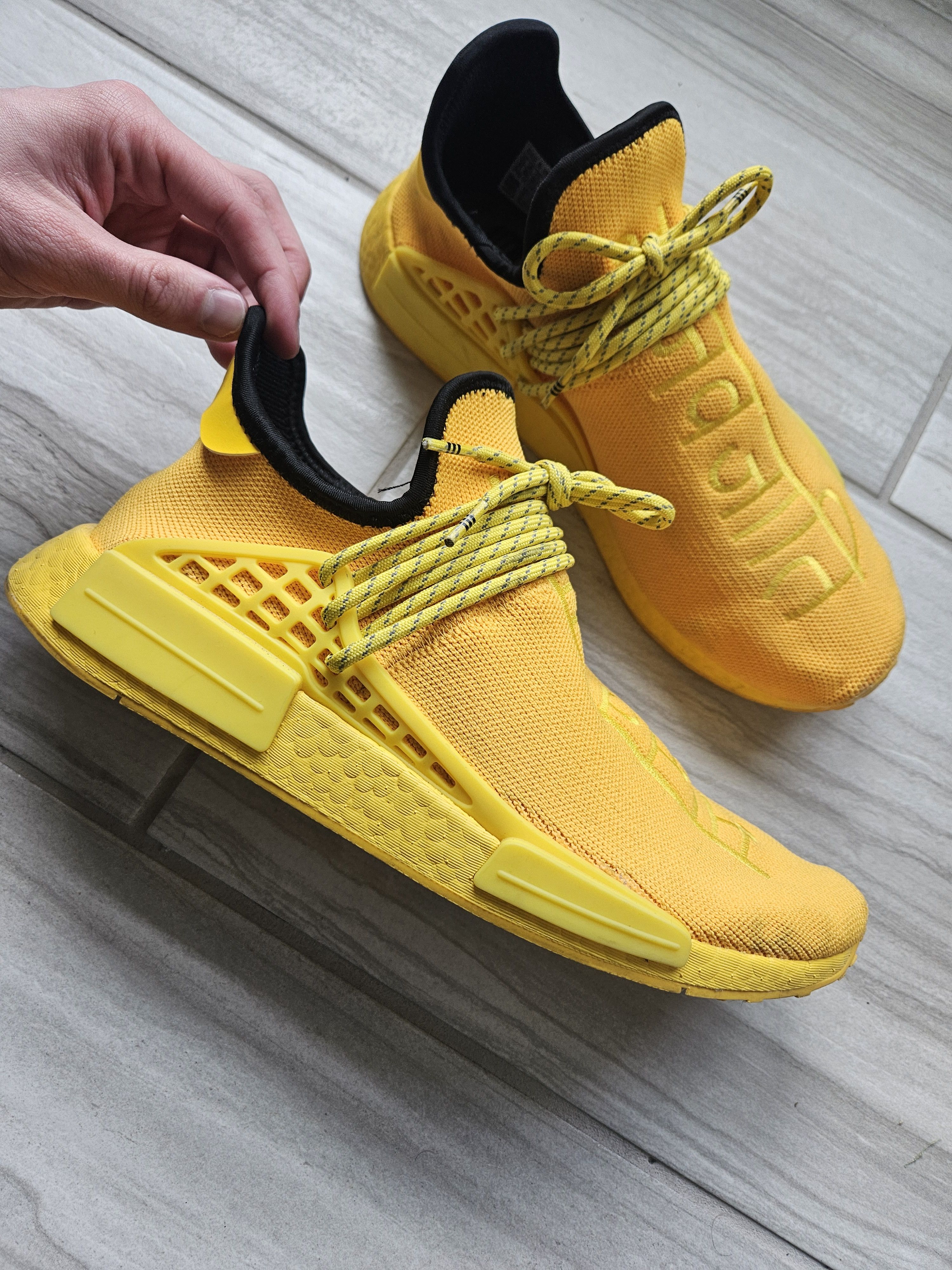 Adidas × Pharrell NMD Human Race Yellow Hindi Pack Sneakers Size US 11 / EU 44 - 5 Thumbnail