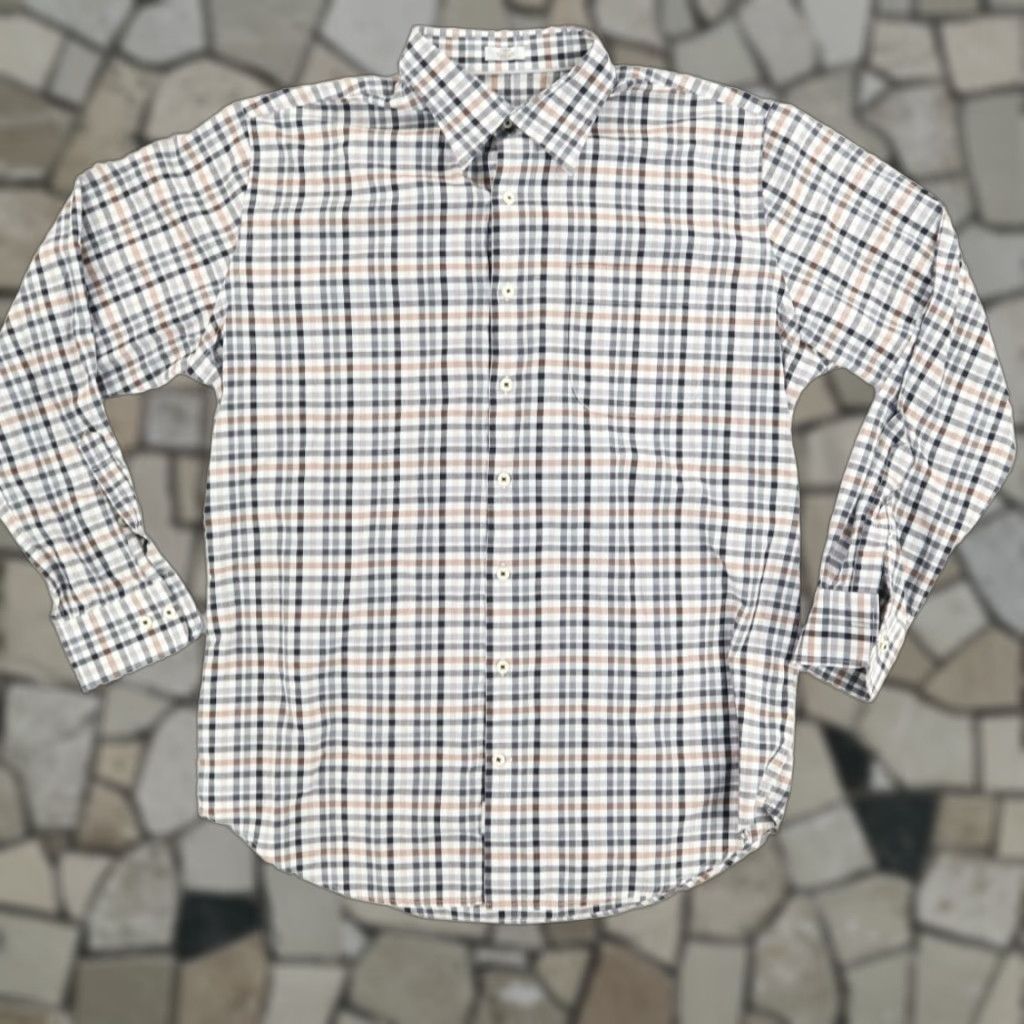 Peter Millar Peter Millar Shirt Gingham Long Sleeve Button Up Mens L Twill Cotton Multi-Colored Worked Relaxed Fit Size US L / EU 52-54 / 3 - 1 Thumbnail