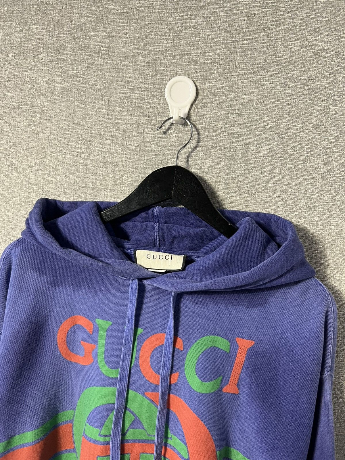 Gucci Gucci Blue Washed Effect Knit Interlocking GG Print Hoodie Size US M / EU 48-50 / 2 - 11 Thumbnail