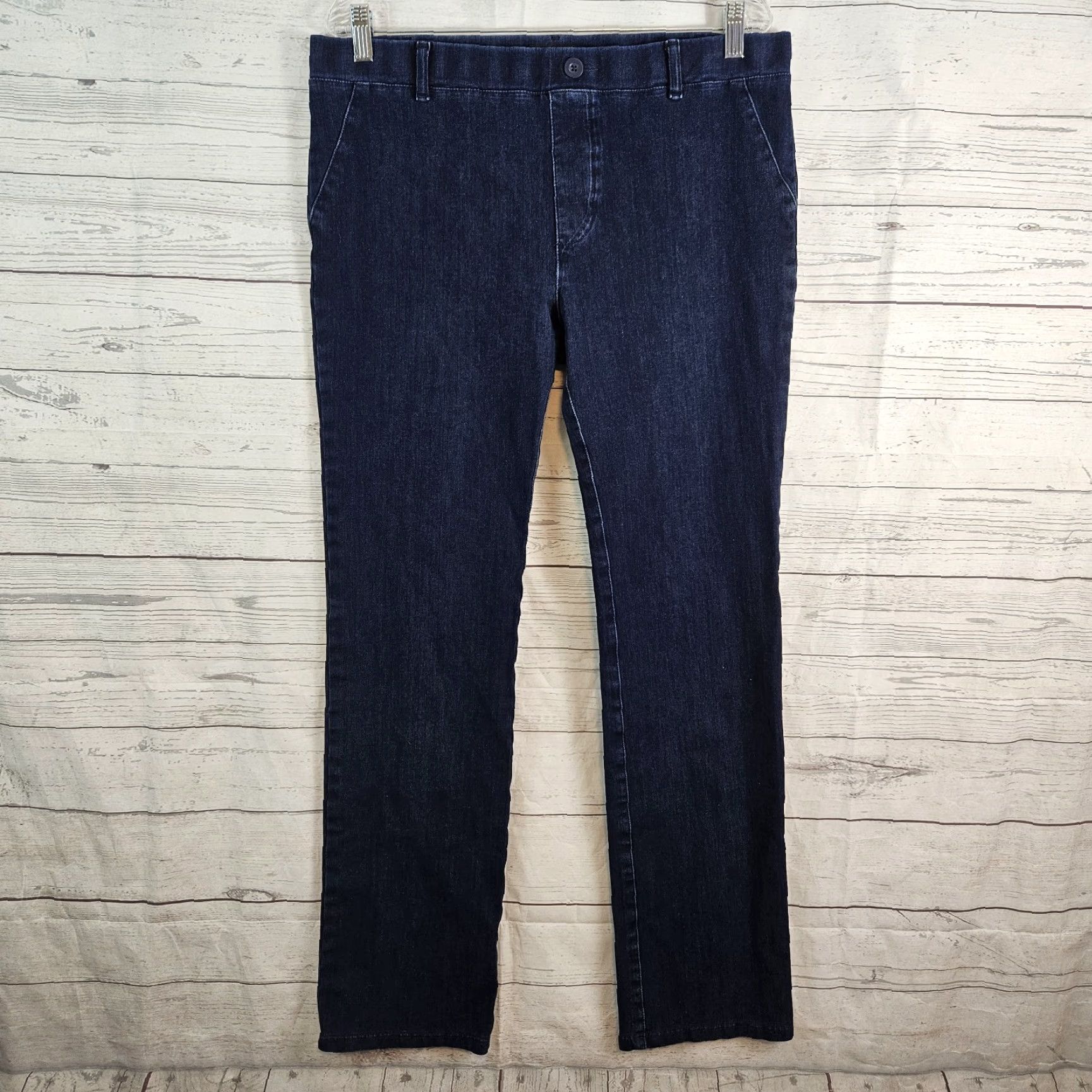 Vintage Betabrand Womens Jeans Straight Pull On XL Blue High Rise T Size 40" / US 18 - 2 Thumbnail