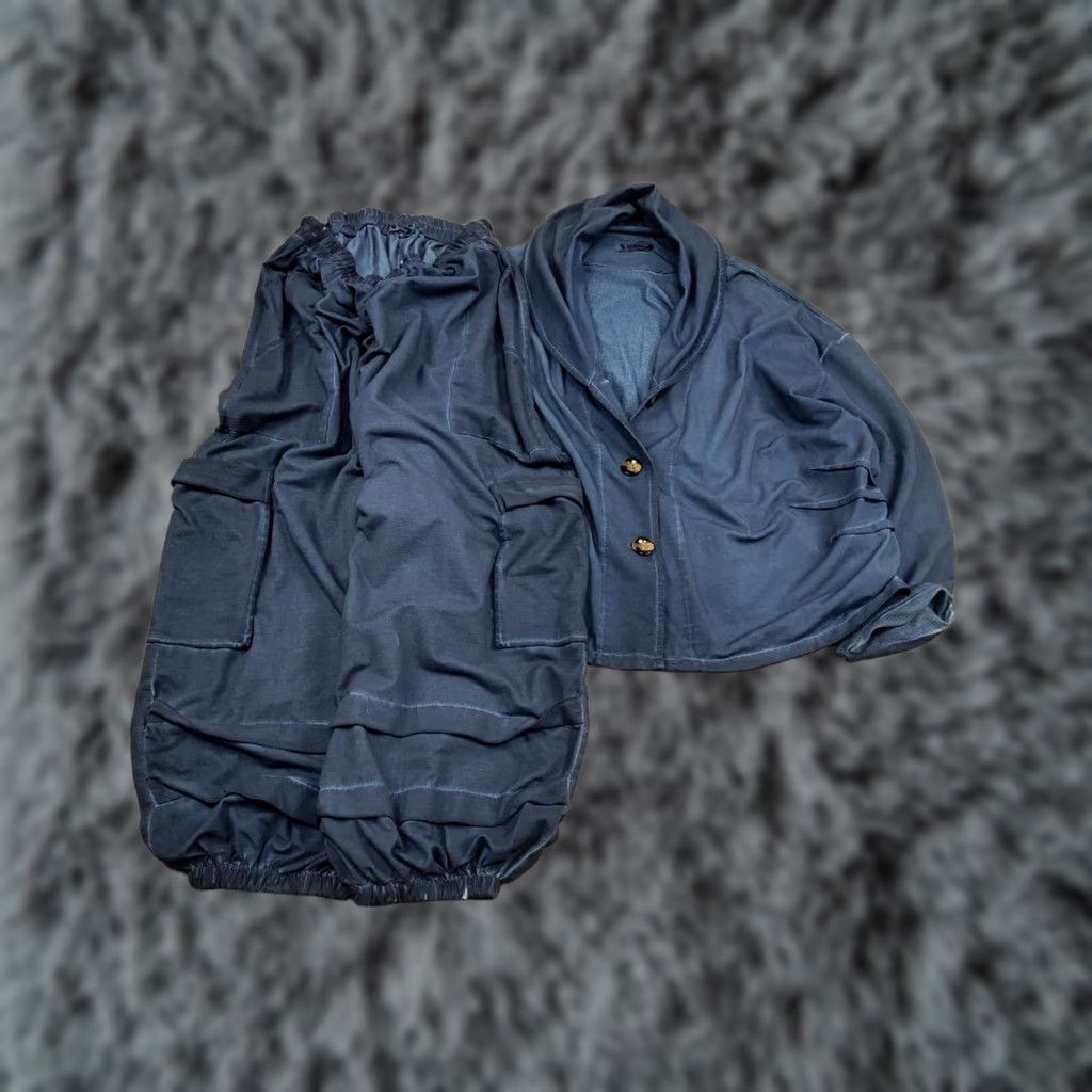 Vintage La Bass Germany Design Cargo Baggy Pants Jacket Shirt Womens Regular Blue 12 Cotton Blend Canvas Wide-Leg Denim Casual 90s? Size 34" / US 12 / IT 48 - 1 Thumbnail