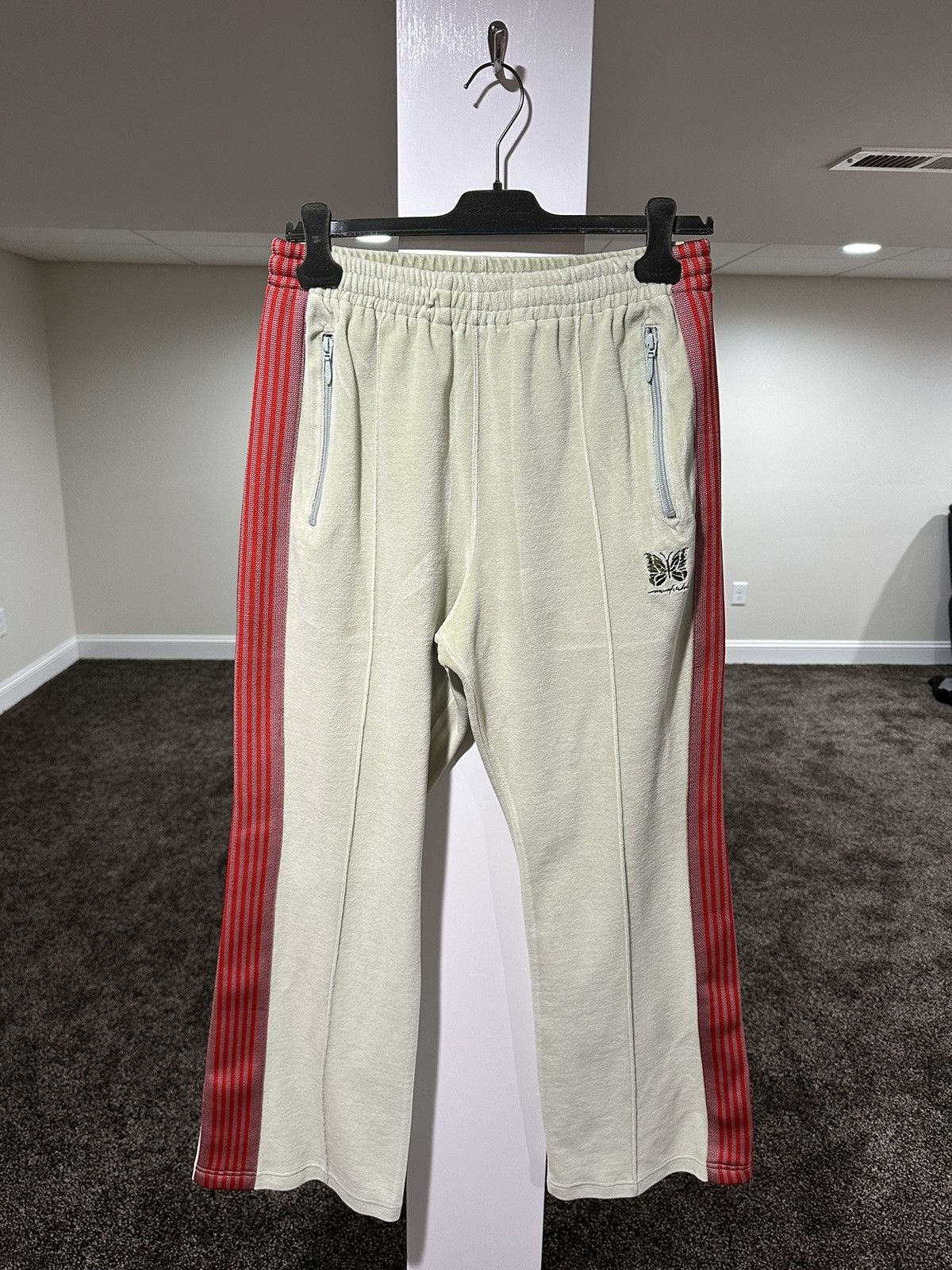 image of Maxfield Los Angeles x Needles Maxfield Mint Green / Red Velour Track Pants in Light Green (Size 30