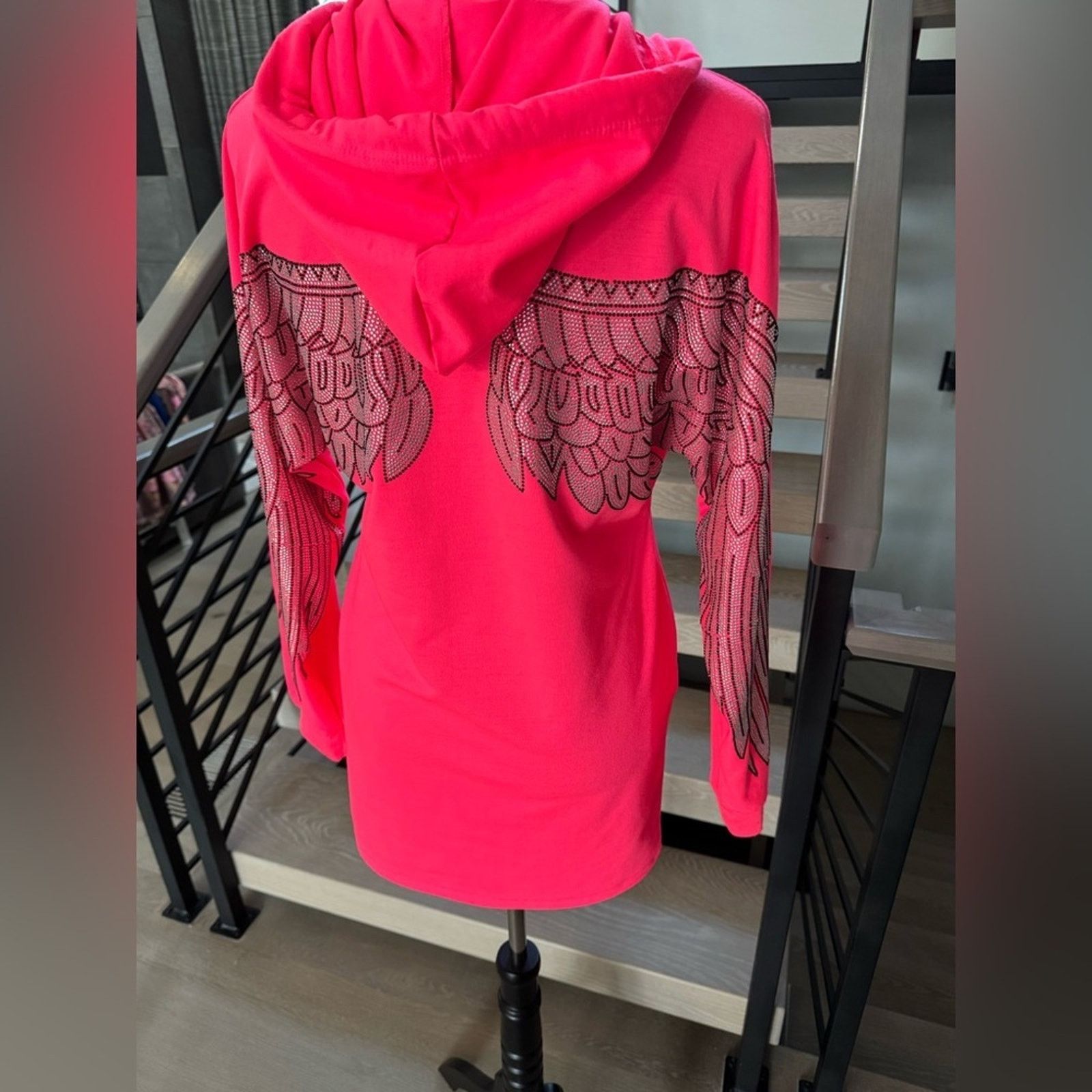 Other Y2K Party Hot Pink Hoodie Dress with pockets w Design XS Size XS / US 0-2 / IT 36-38 - 8 Thumbnail