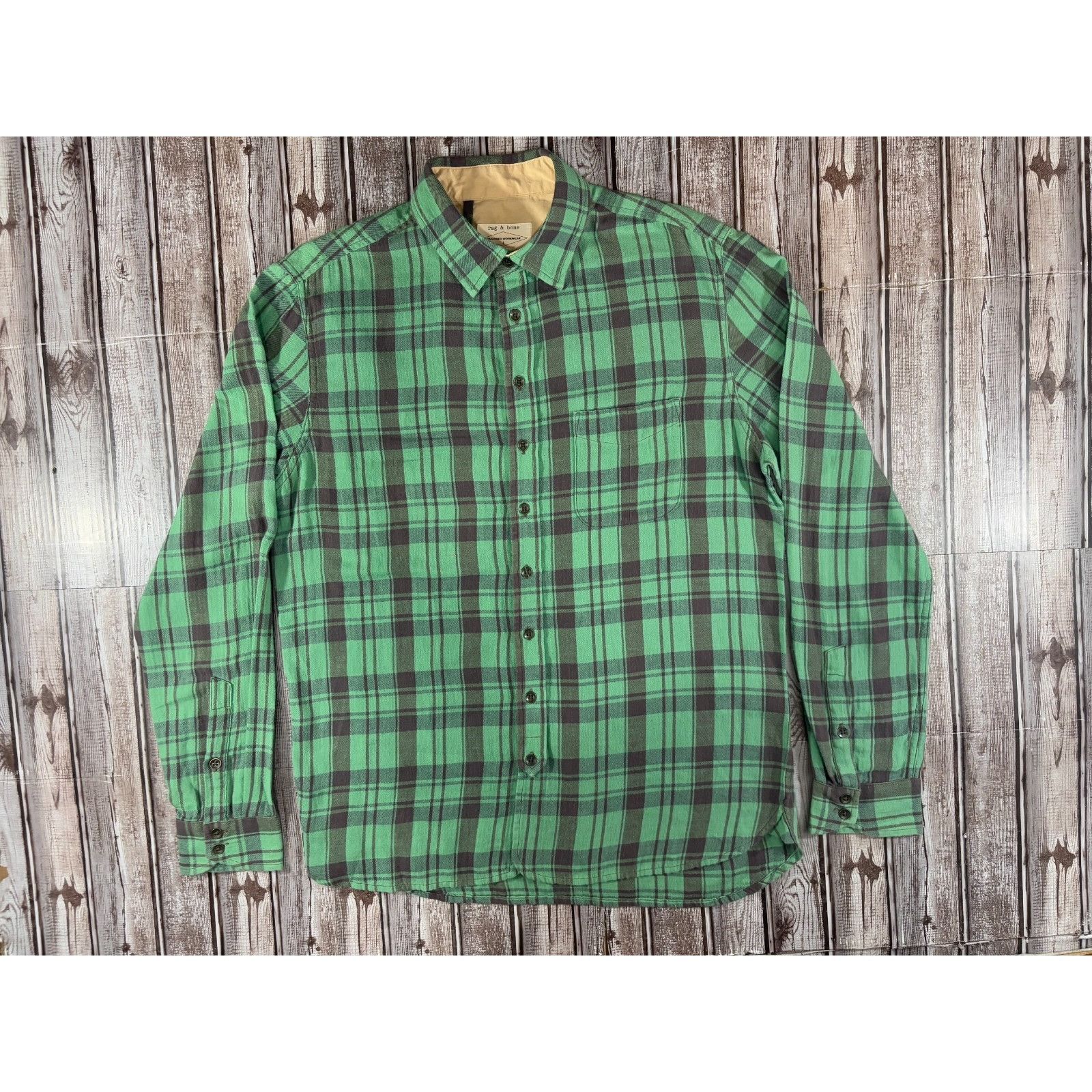 Rag & Bone Rag & Bone workweat 3/4 placket shirt size L color plaid gre Size US L / EU 52-54 / 3 - 1 Thumbnail