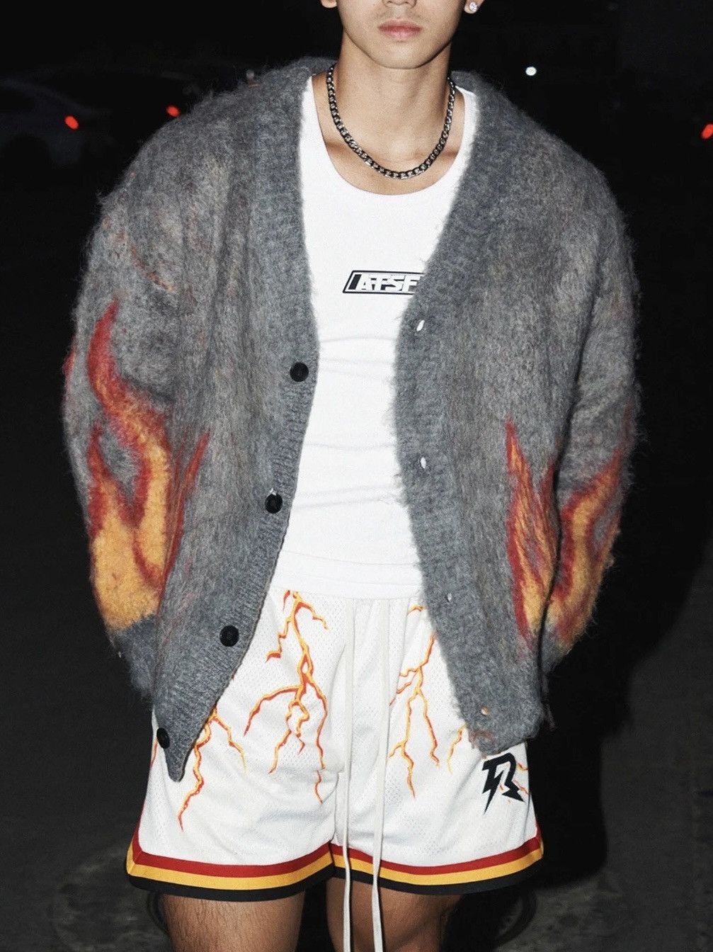 Japanese Brand × Vintage Knitted Loose Fire Cardigan Sweater Unisex Size US L / EU 52-54 / 3 - 3 Thumbnail