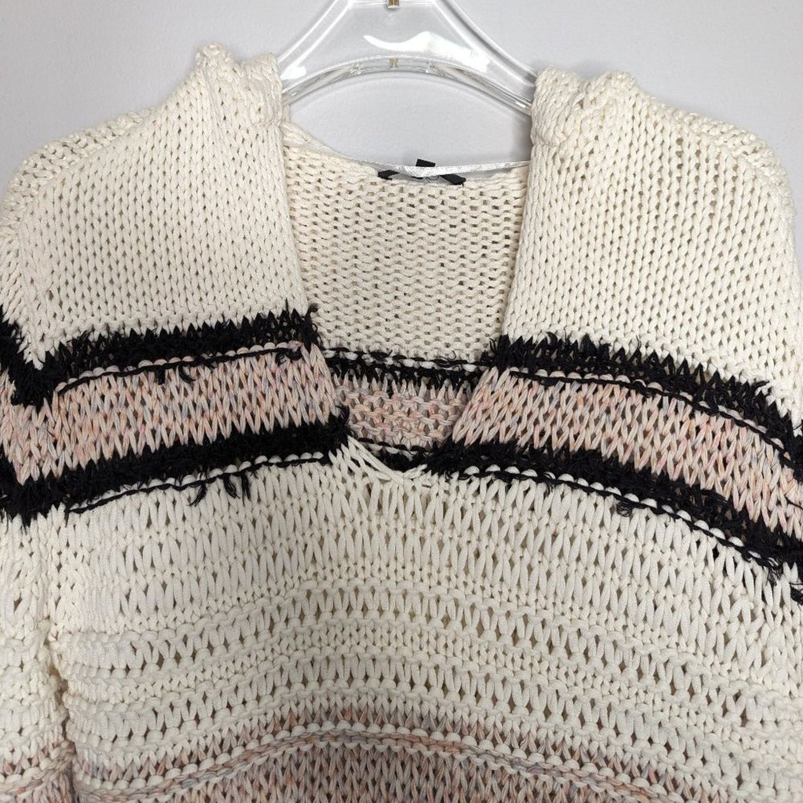 Rag & Bone Rag & Bone Beige Striped Open Knit Oversized Sweater Hoodie Size XXS / US 00 / IT 34 - 4 Thumbnail