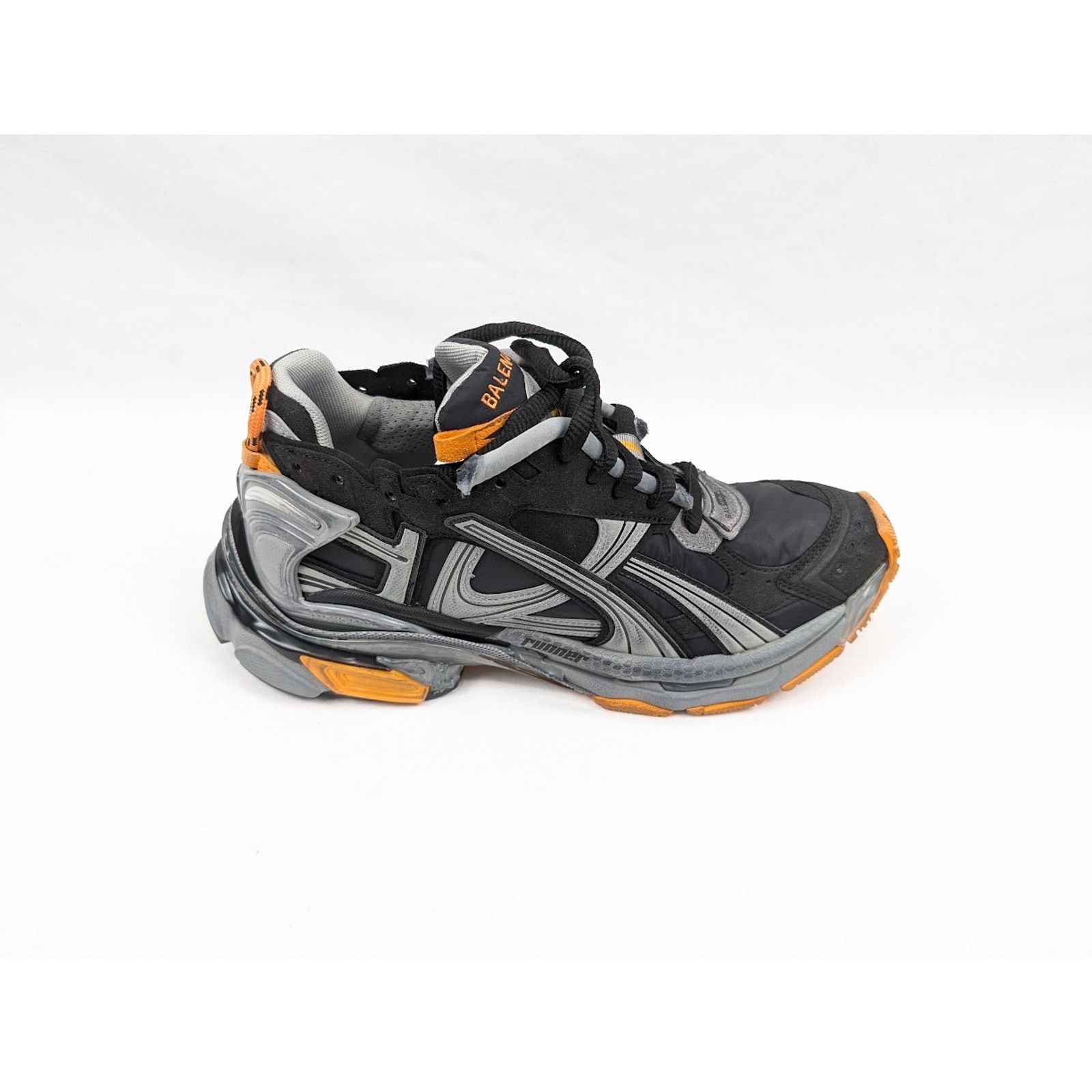 Balenciaga o1rshd1 Nylon Suede Runners in Black/Grey/Fluo Orange Size US 9 / EU 42 - 1 Thumbnail