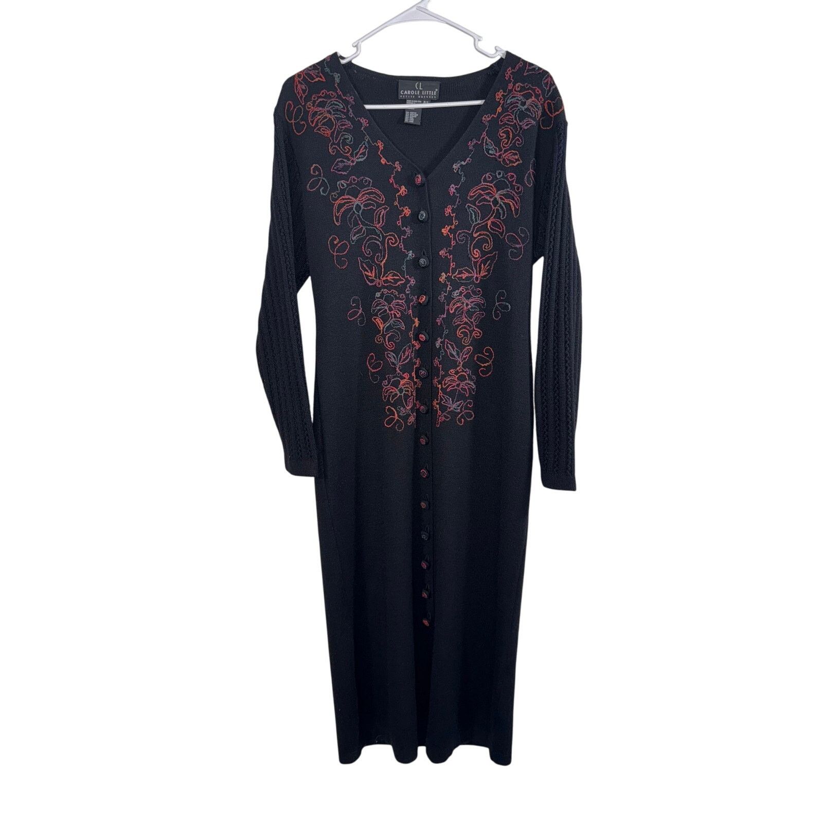 Vintage Vintage Carole Little Knit Sweater Dress Embroidered Size L / US 10 / IT 46 - 1 Thumbnail