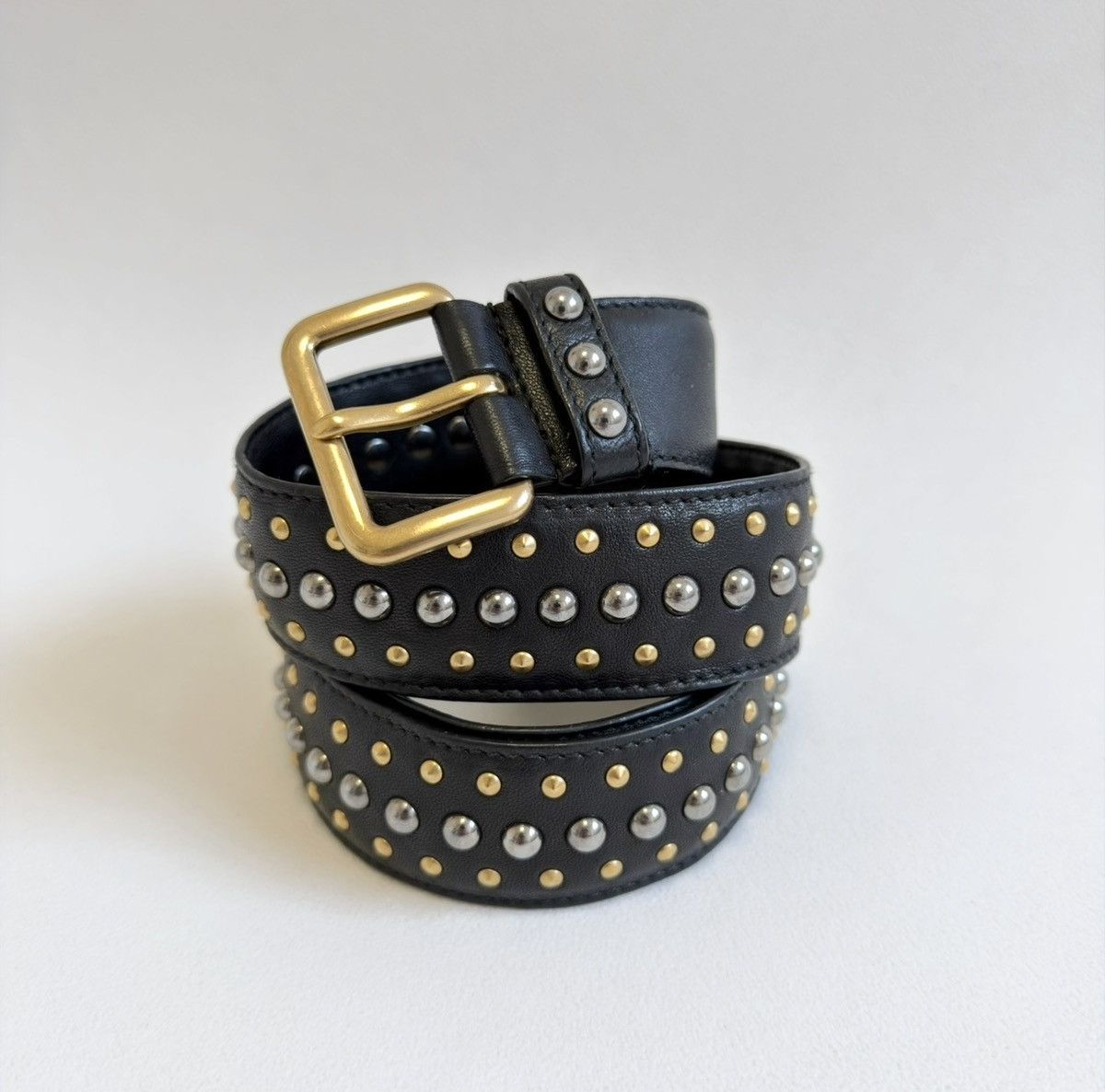 Prada Black Leather ‘Round Metal Studded’ Belt Size ONE SIZE - 17 Thumbnail