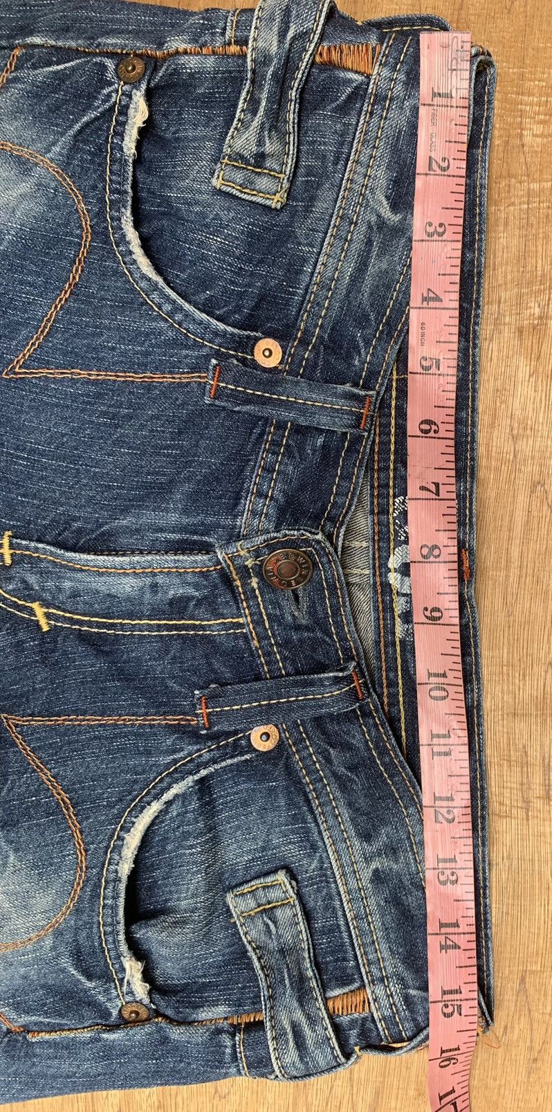 Edwin Rare.. Edwin Lot 503 Blue Trip Flare Bootcut Denim Pants Size US 31 - 25 Thumbnail