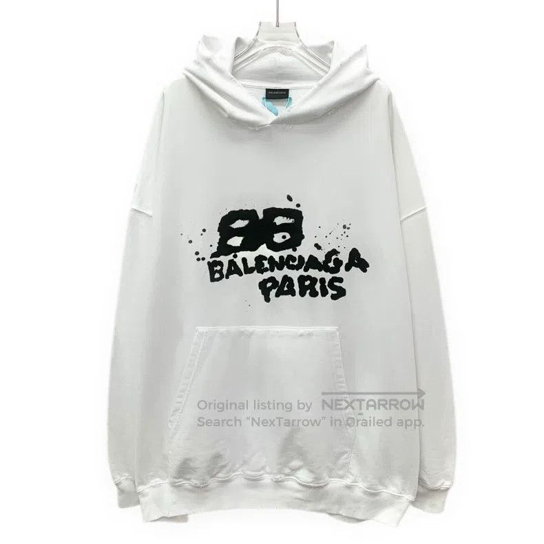 Balenciaga Balenciaga White Distressed Hole Ink Splatter Logo Printed Size US M / EU 48-50 / 2 - 1 Thumbnail