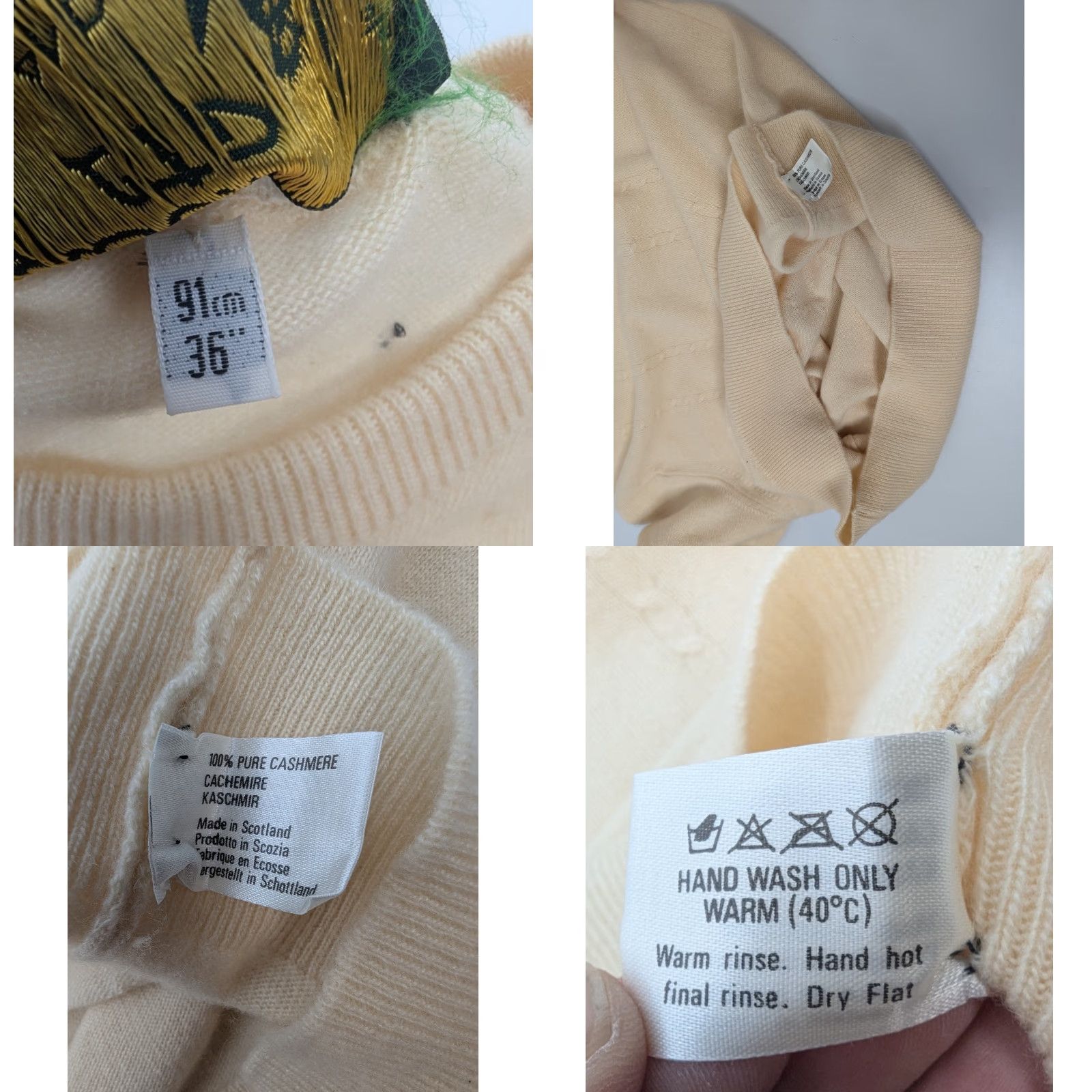 Vintage Albert Ferguson LTD 100% Pure Cashmere Rib Sweater Pullover Beige Unisex Adults One Size Long Sleeve Hand Wash Only Scotland Size ONE SIZE - 9 Thumbnail