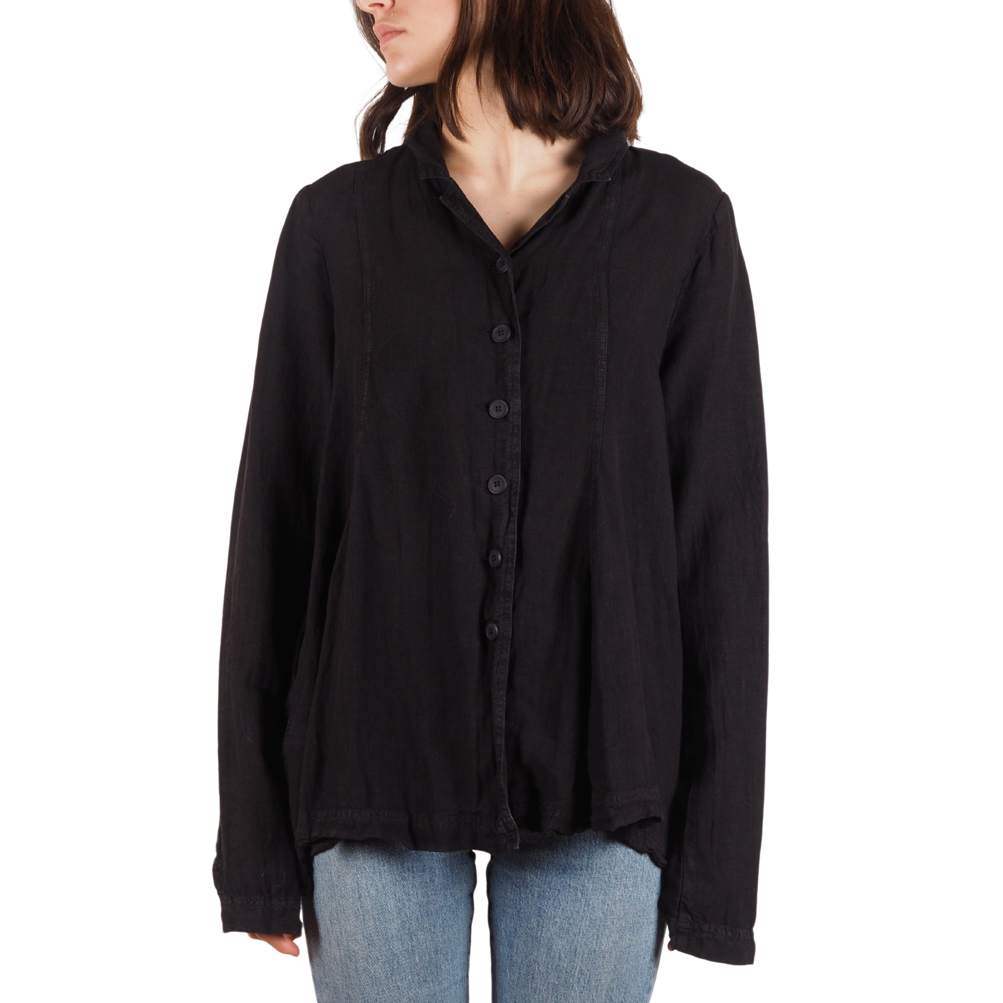 Rundholz Rundholz Women's Black Linen Button Up Relaxed Shirt Blouse Size S / US 4 / IT 40 - 1 Thumbnail