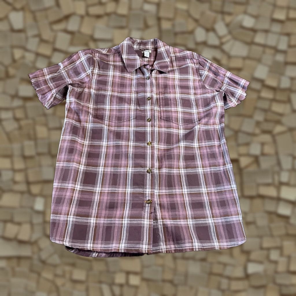 Carhartt VINTAGE Carhartt Shirt Womens L Purple Button Up Plaid Cut Off Sleeve Modified Size L / US 10 / IT 46 - 1 Thumbnail