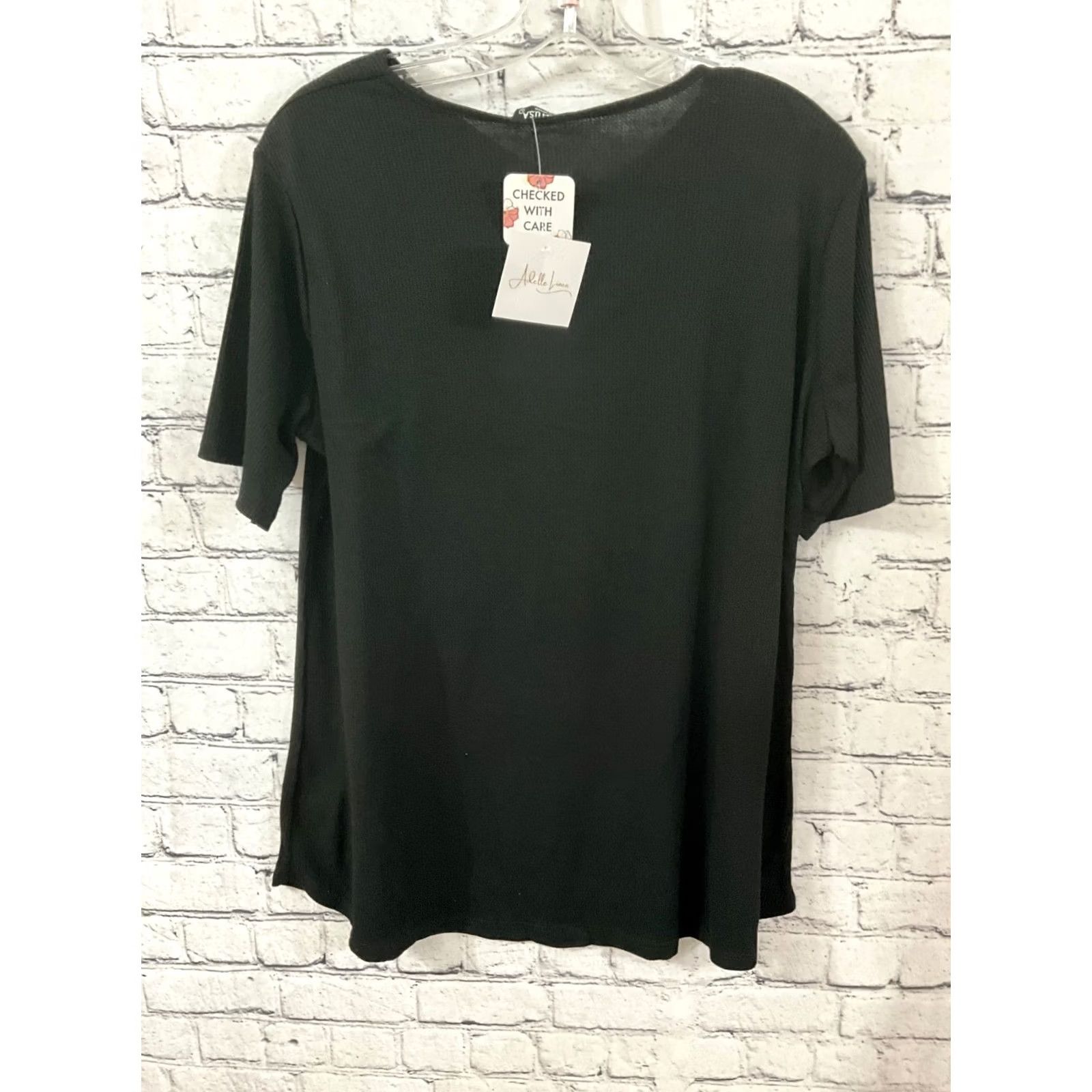 Vintage HEIMISH USA WOMENS T-Shirt L black Round Neck Short Sleeve Pullover Casual Knit Spandex USA Theme Modern Basic Size L / US 10 / IT 46 - 2 Thumbnail