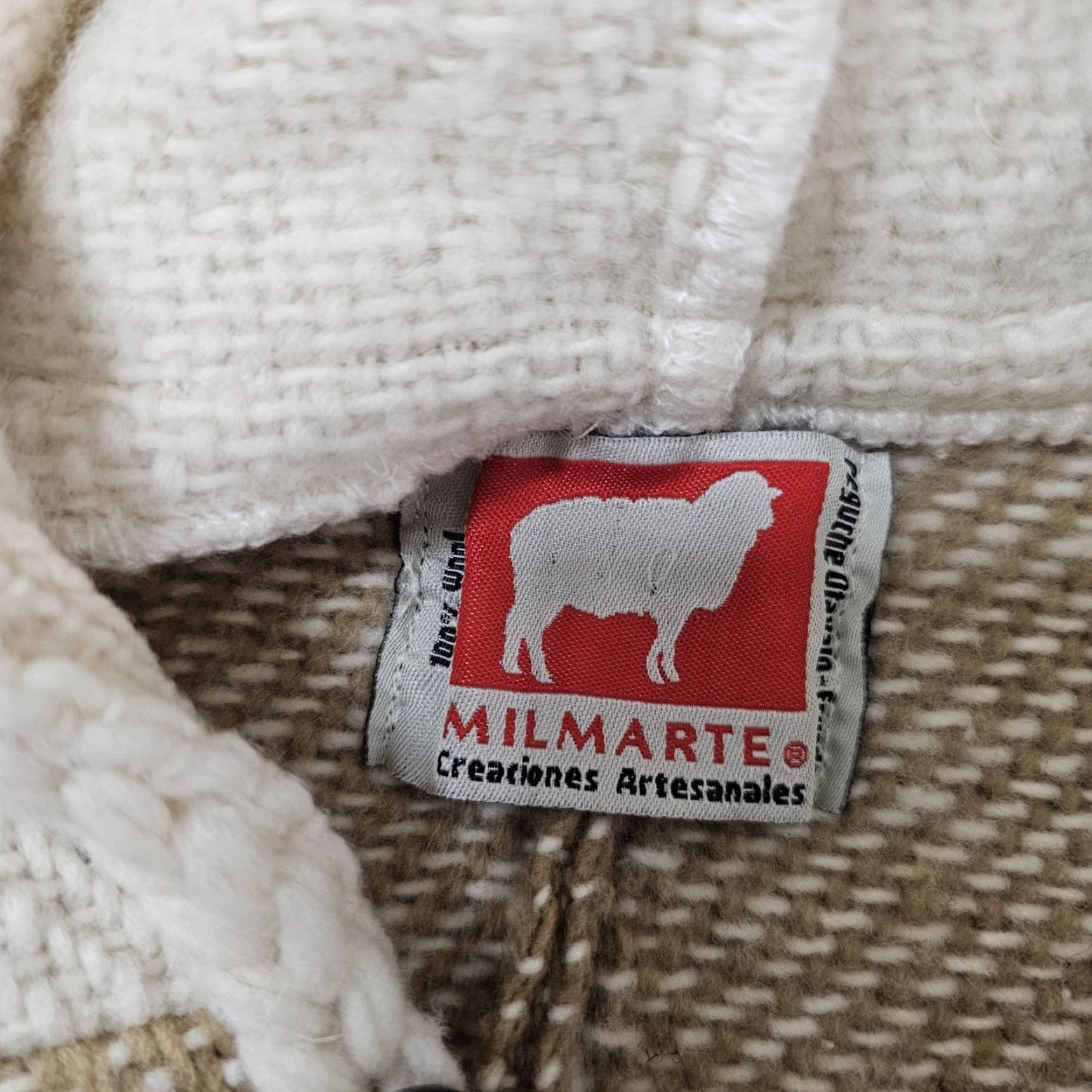 Vintage Milmarte Poncho Womens One Size White Hooded Wool Fringe Southwestern Tribal Geometric Thermal Casual Fall Winter Size ONE SIZE - 3 Thumbnail