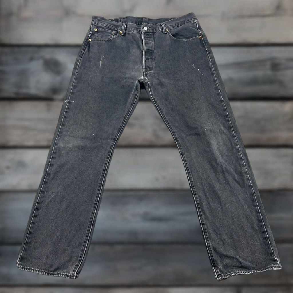 Levi's Levi's 501 Jeans Mens 38x32 Black Regular Straight Distressed 5-Pocket Denim Dark Wash Button Closure Regular Fit Vintage: No Size US 38 / EU 54 - 1 Thumbnail